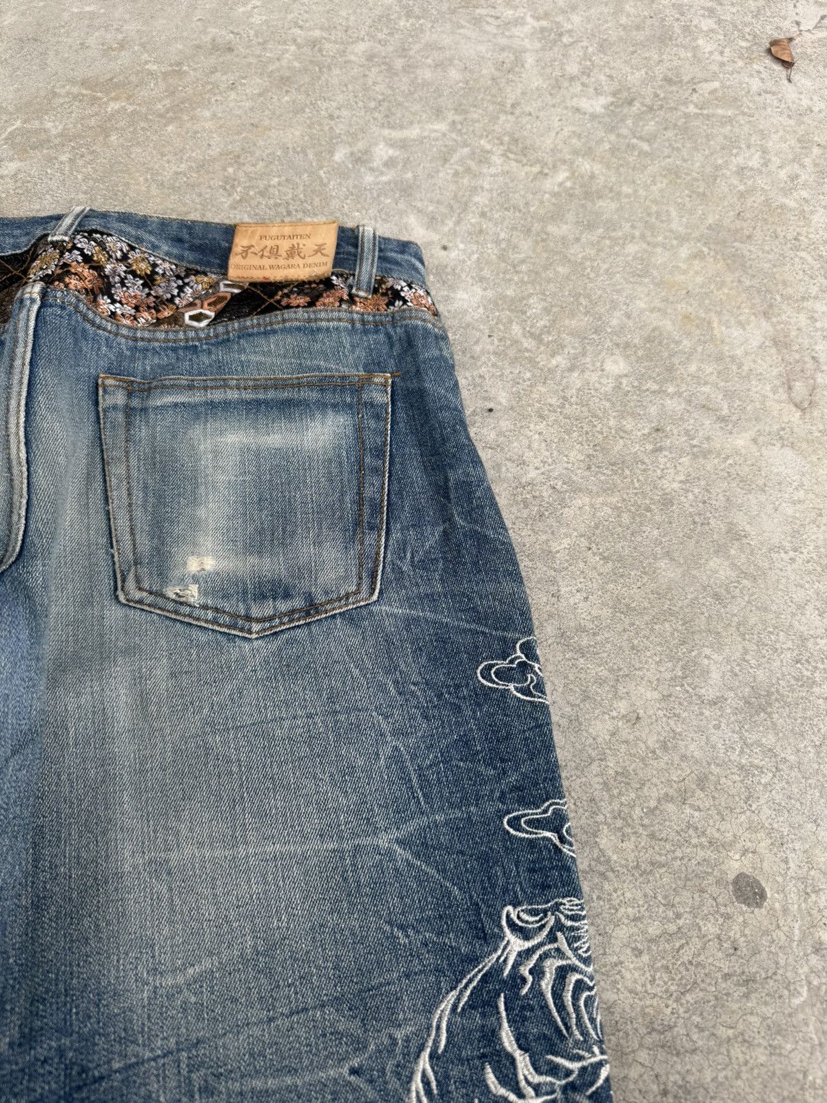 Japanese Brand Japanese Fugutaiten Embroidered Jeans Distressed Size US 33 - 19 Thumbnail