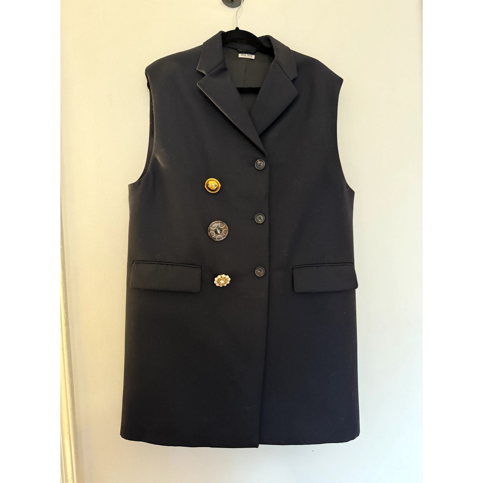 Miu Miu Miu Miu SS20 Black Oversized Cady Vest Size XS / US 0-2 / IT 36-38 - 1 Thumbnail