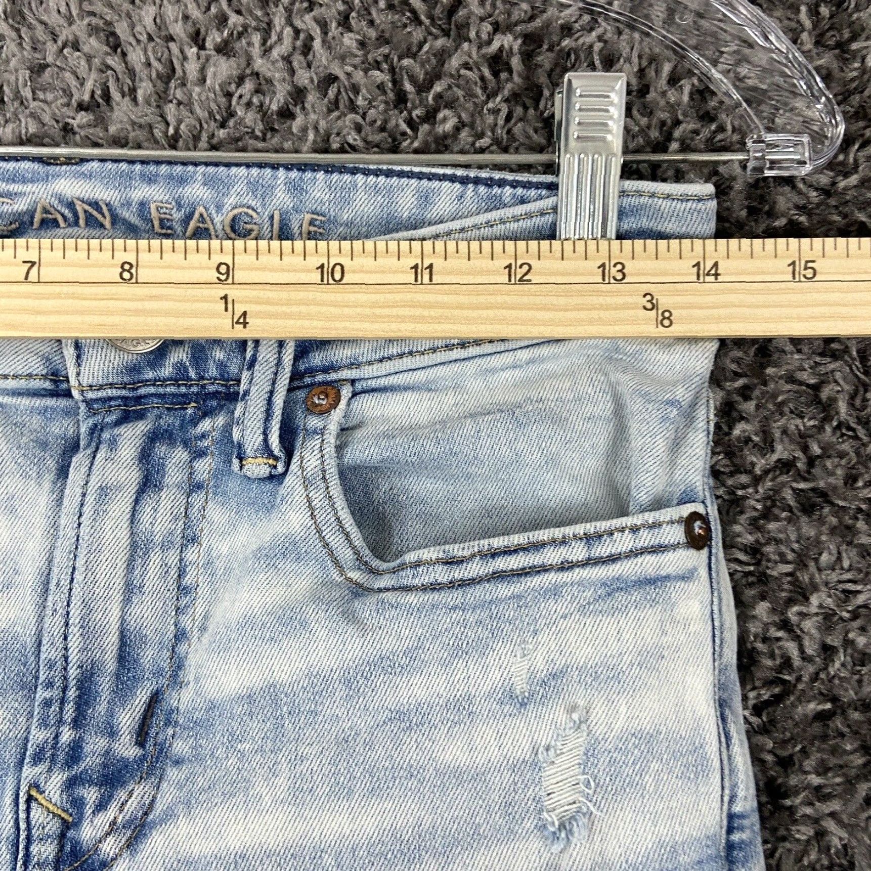 American Eagle Outfitters AMERICAN EAGLE Skinny Distressed Light Wash Blue Jeans Regular Fit Men’s 28x27 Size US 28 / EU 44 - 7 Thumbnail