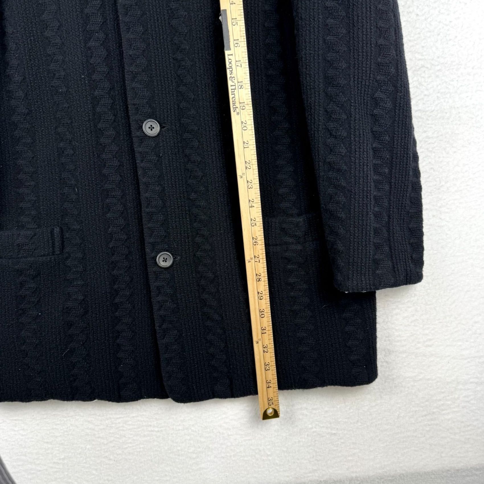 Yohji Yamamoto Yohji Yamamoto Pour Homme Coat Wool Cable Knit Collarless Long Overcoat Black M Regular Men Series Japan Size US M / EU 48-50 / 2 - 6 Thumbnail