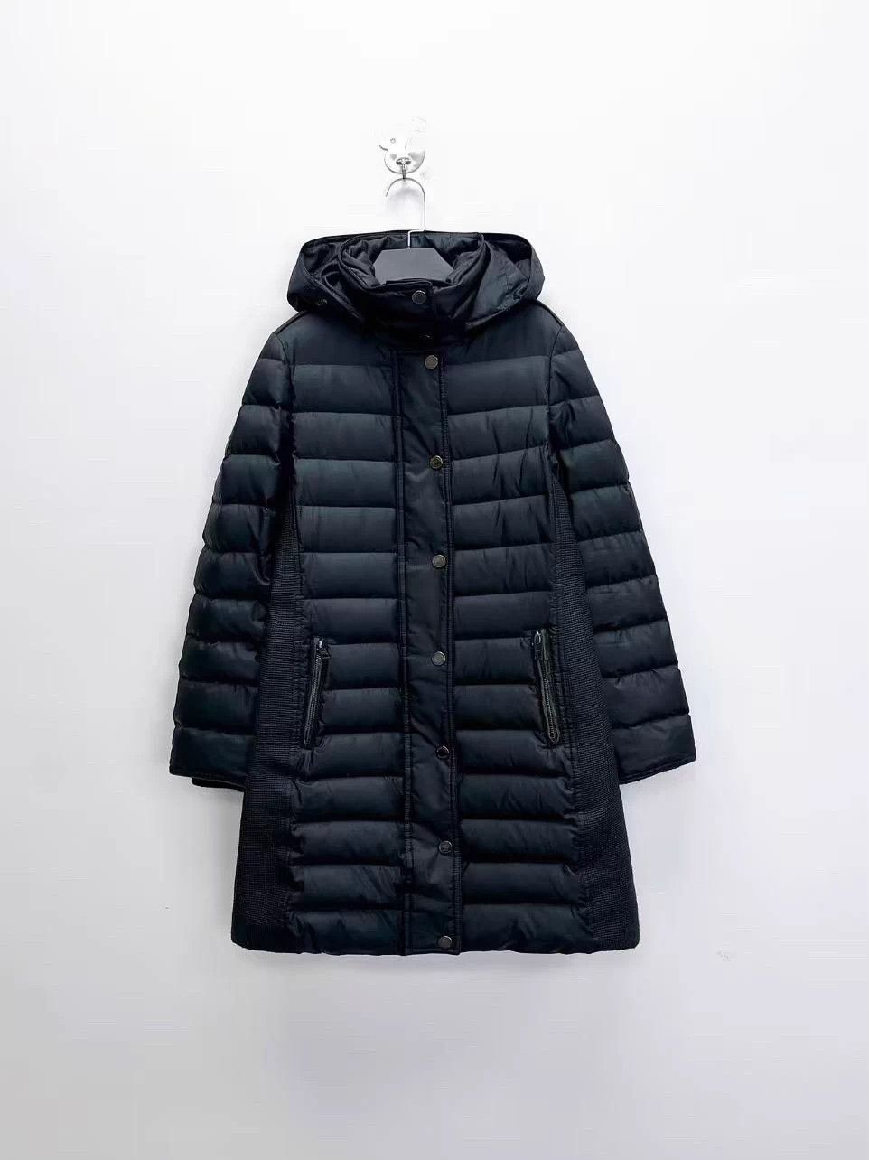 Burberry Burberry Black Striped Check Lined Long Hooded Down Coat Size S / US 4 / IT 40 - 1 Thumbnail