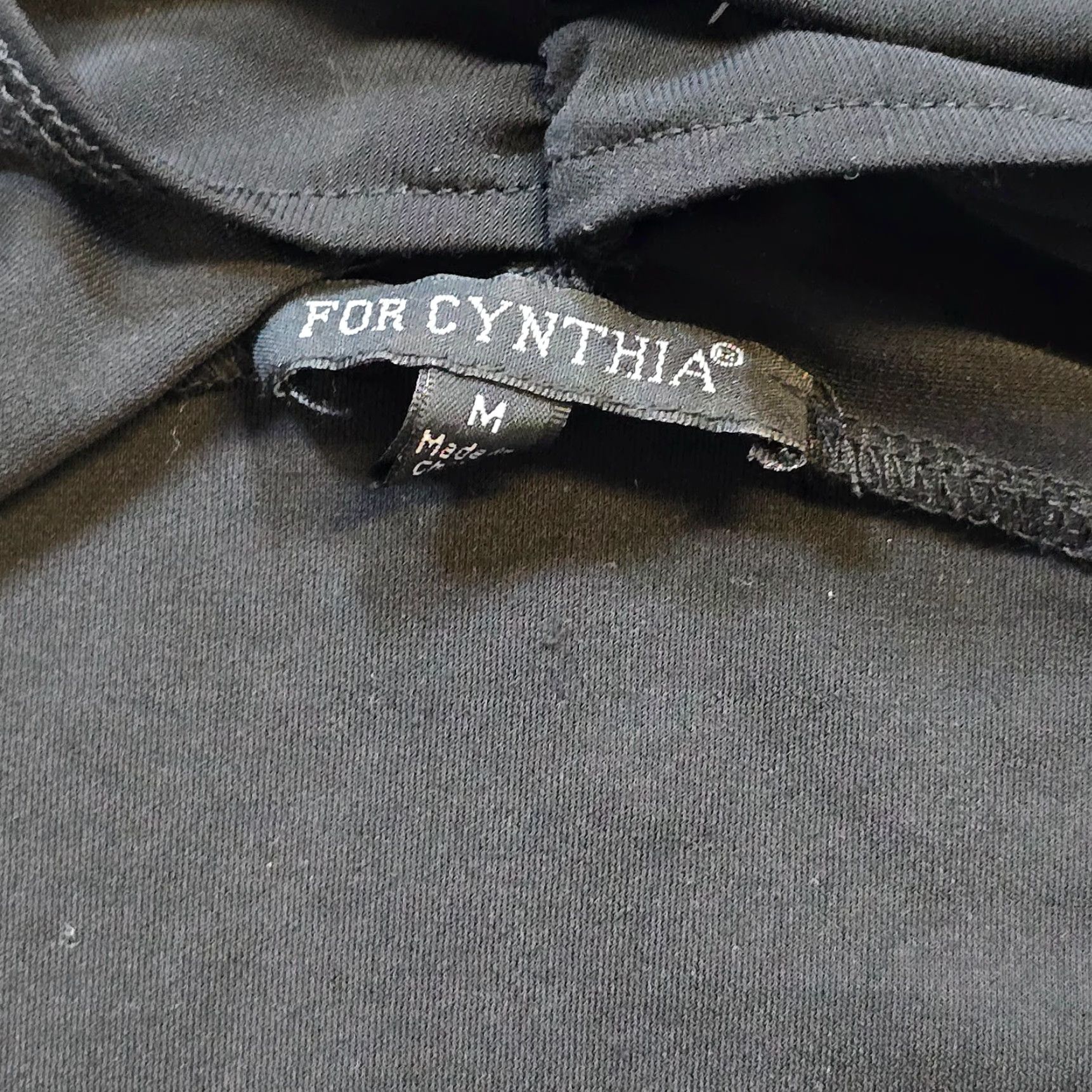 Vintage For Cynthia Top womens Size Medium Black Stretchy Cowl Neck Short Sleeve Blouse Size M / US 6-8 / IT 42-44 - 3 Thumbnail