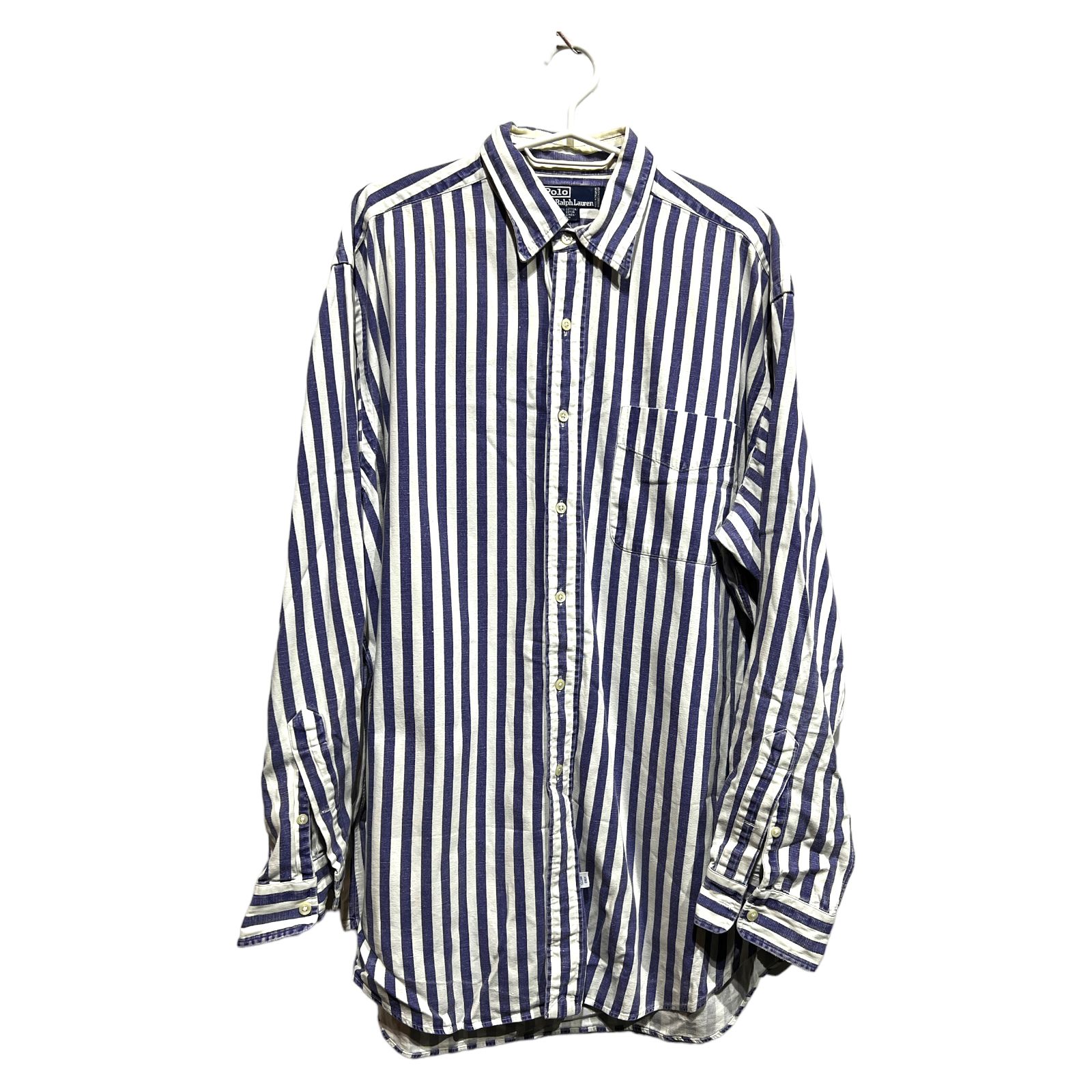 Pre-owned Polo Ralph Lauren X Vintage Polo Ralph Laurent Vintage Striped Shirt Size L In White