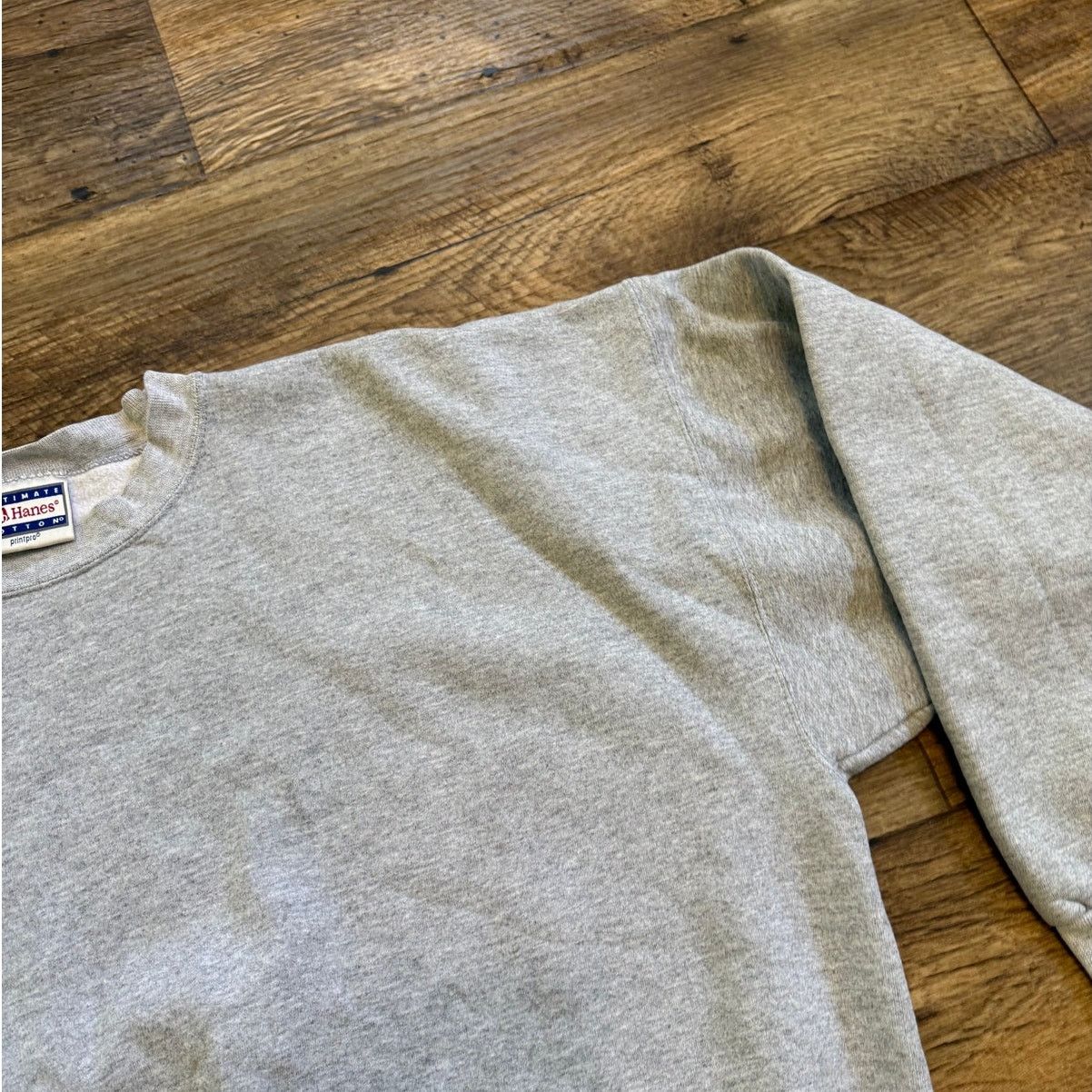 Hanes Vintage 90s Hanes Blank Gray Crewneck Sweatshirt Size US XL / EU 56 / 4 - 3 Thumbnail