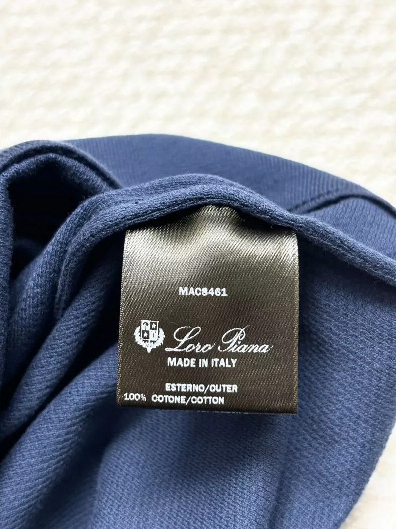 Loro Piana LORO PIANA Blue men's round neck long sleeve T-shirt Size US XL / EU 56 / 4 - 5 Thumbnail