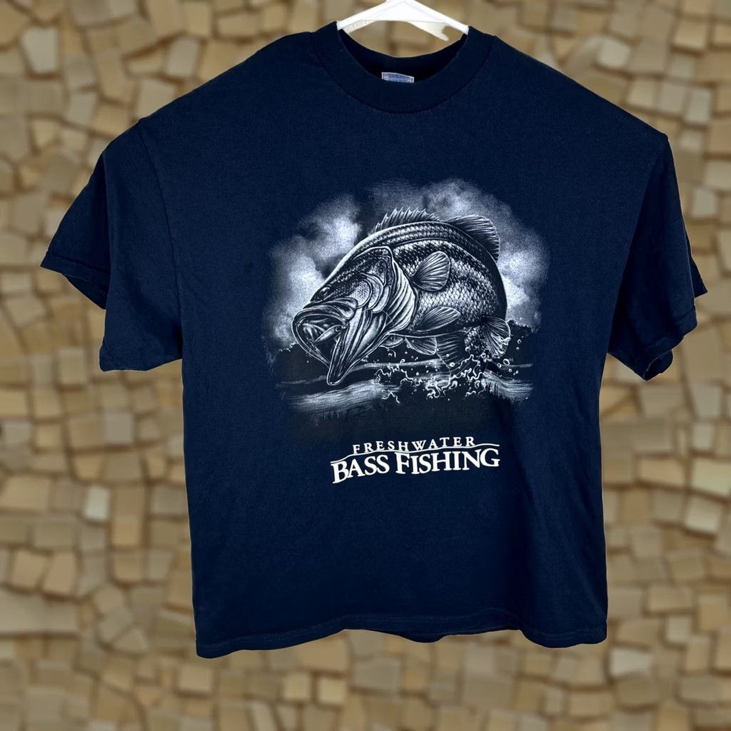 Vintage Vintage Freshwater Bass Fishing Shirt, XL, Blue Graphic, Mens, Unisex Size US XL / EU 56 / 4 - 1 Thumbnail