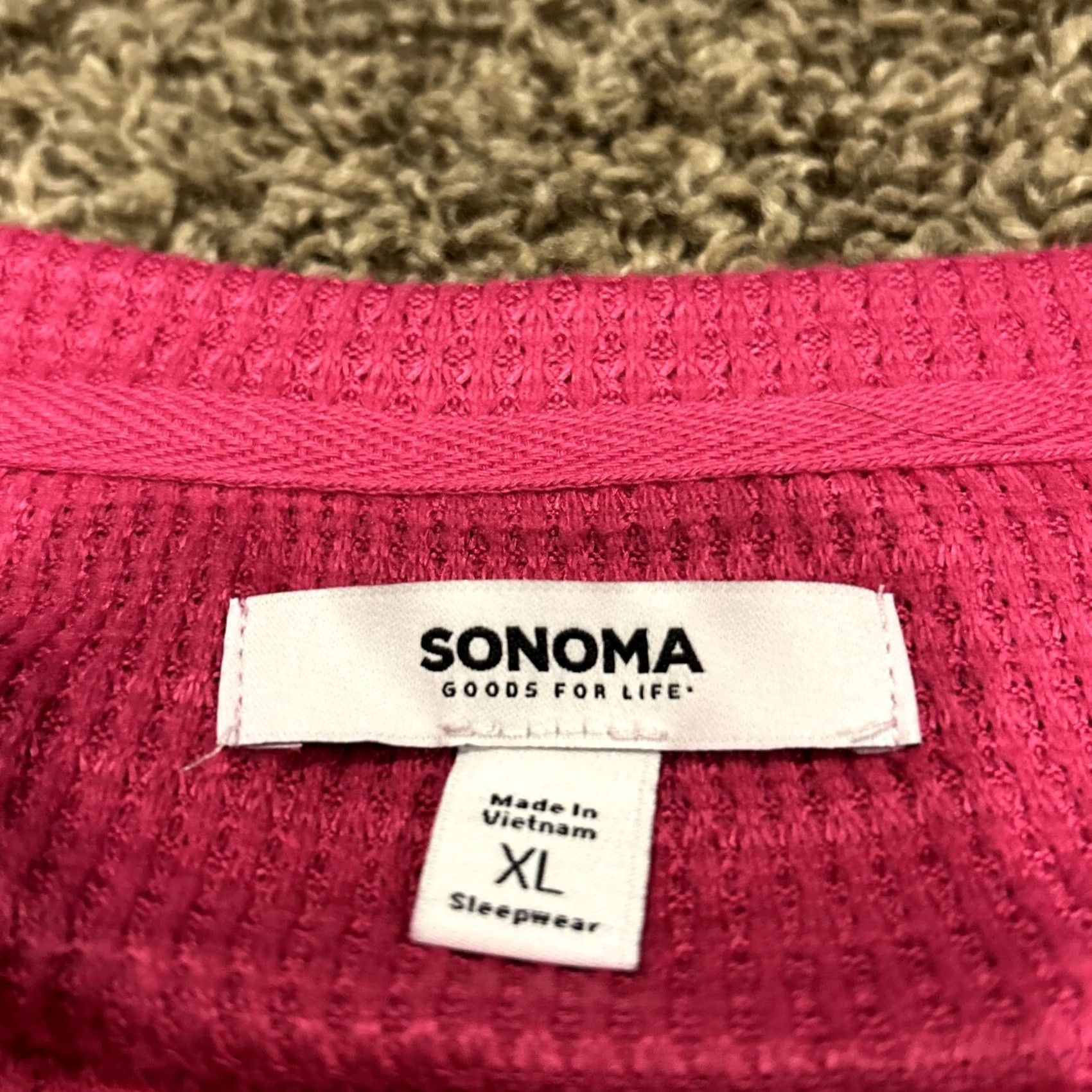 Vintage Sonoma Pajama Top Women XL Pink Polyester Knit Long Sleeve Pullover NWT B23 Size XL / US 12-14 / IT 48-50 - 2 Thumbnail