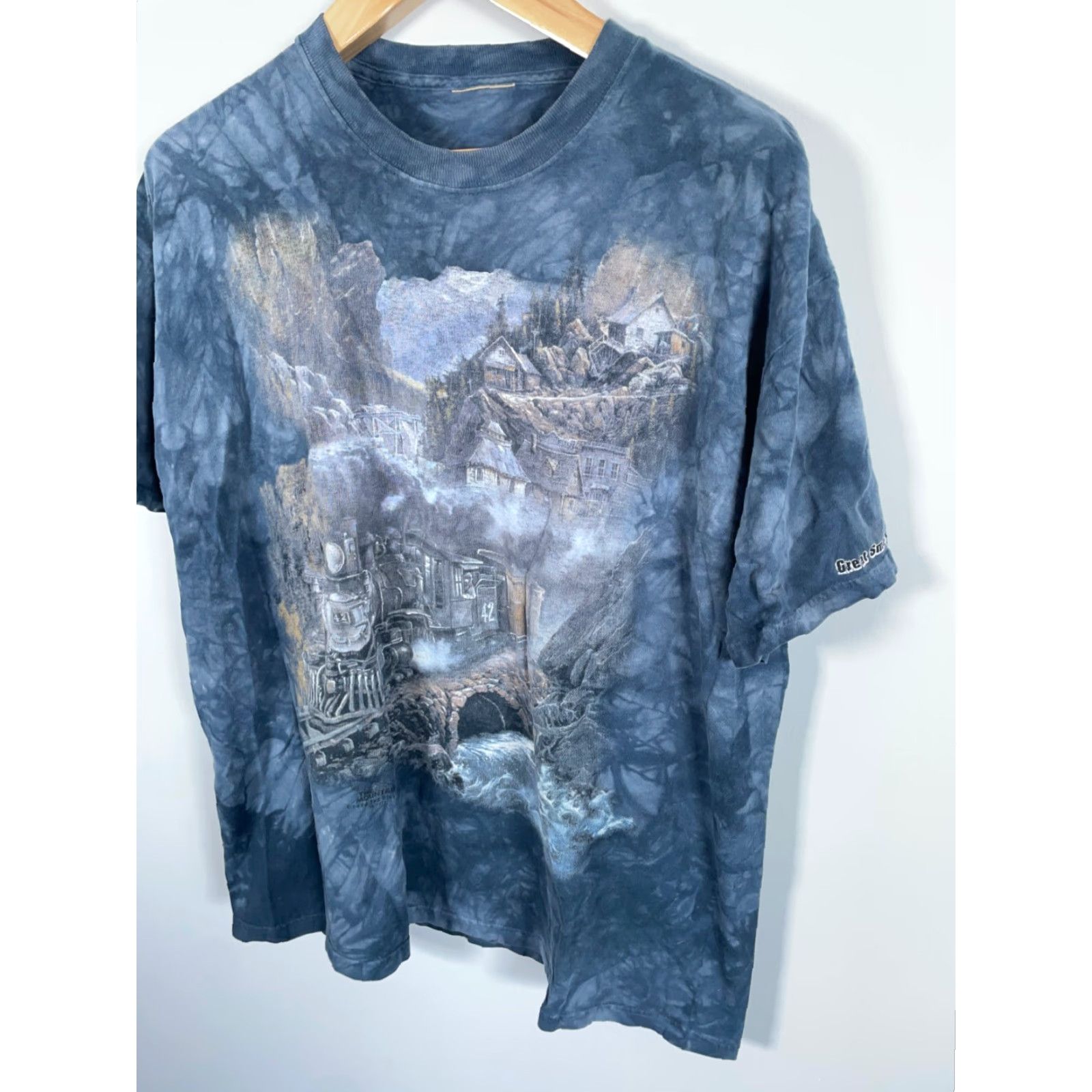 The Mountain VINTAGE The Mountain T-Shirt Blue Tie Dye 1998 Train Graphic XL Men’s 90s AOP Size US XL / EU 56 / 4 - 7 Thumbnail