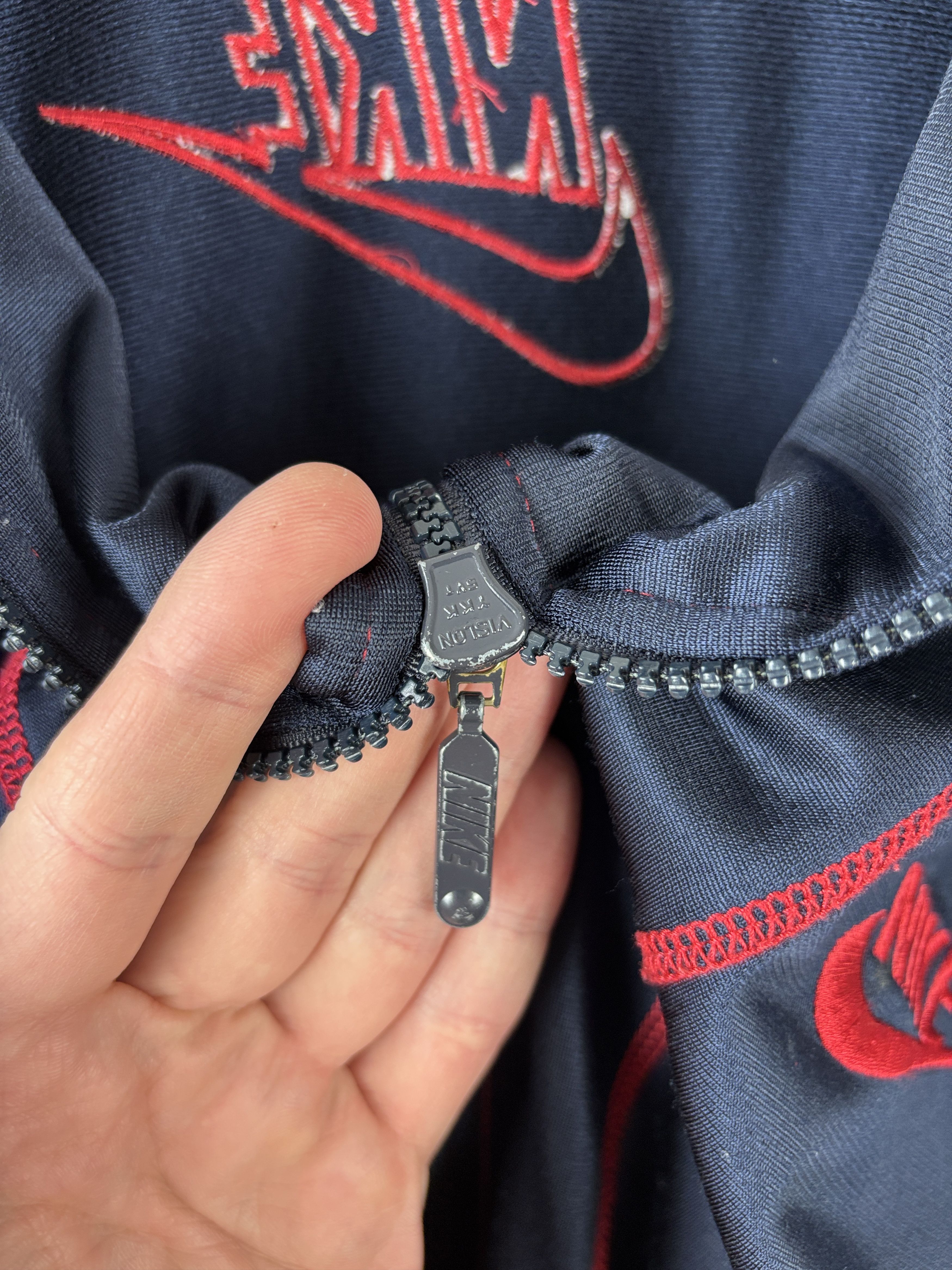Nike × Vintage Vintage 90s Nike Full Zip Track Jacket Blue Red Size ~XL Size US XL / EU 56 / 4 - 8 Thumbnail