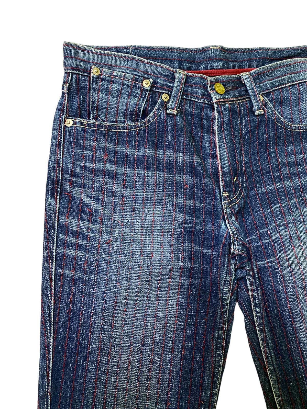 Levi's × Levi's Vintage Clothing × Vintage Vintage Levi's Japan Red Striped Distressed Denim Jeans Size US 28 / EU 44 - 4 Thumbnail