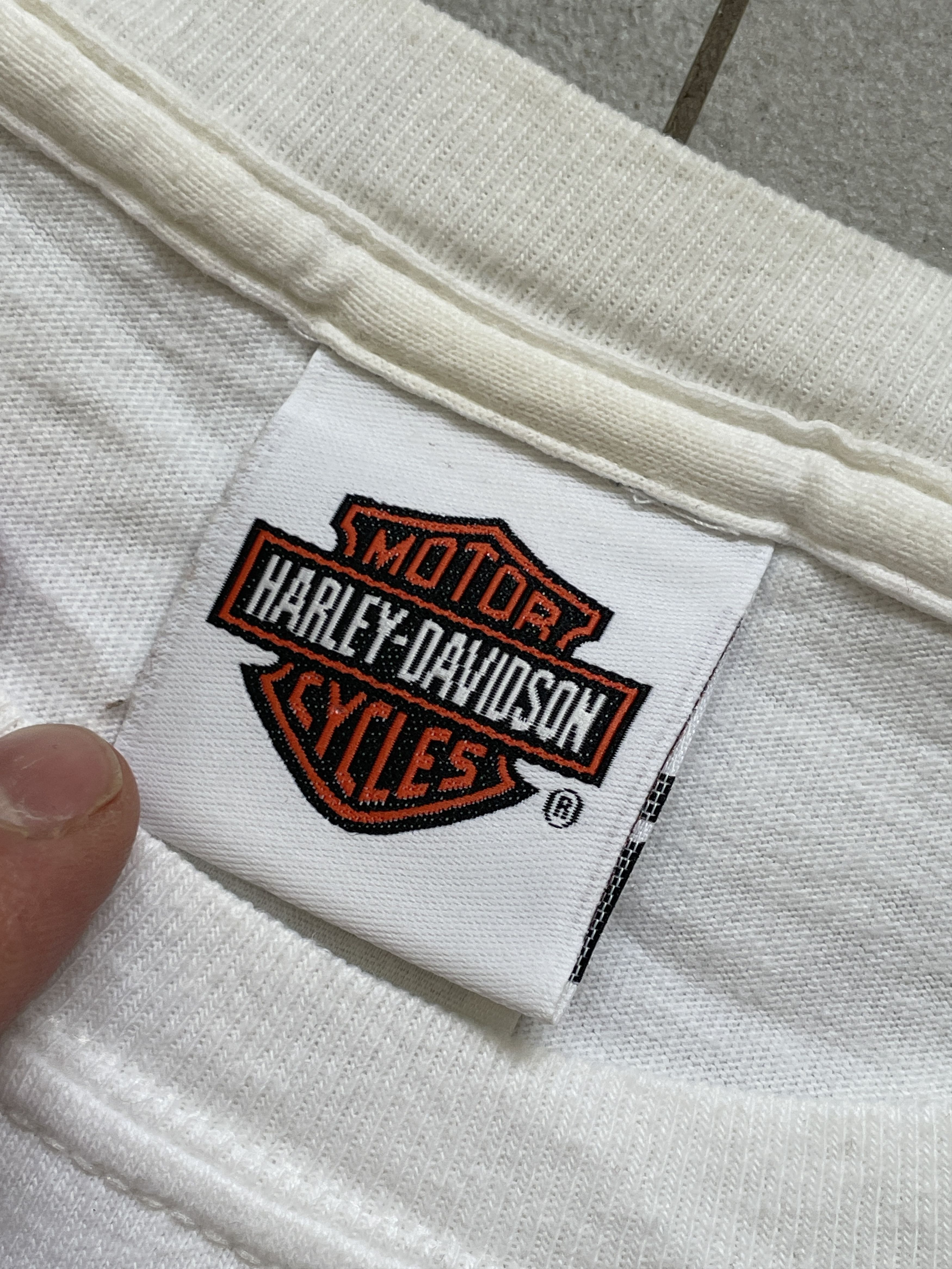 Harley Davidson VINTAGE HARLEY DAVIDSON 2002 DUDLEY PERKINS WHITE POCKET TEE Size US XL / EU 56 / 4 - 7 Thumbnail