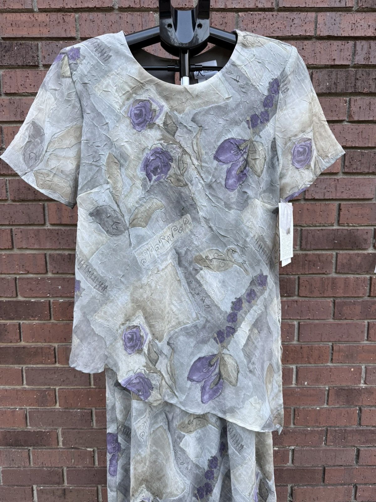 Other VTG 90s Y2K Sage Green Purple Crinkle Overlay Maxi Dress Size XL / US 12-14 / IT 48-50 - 6 Thumbnail