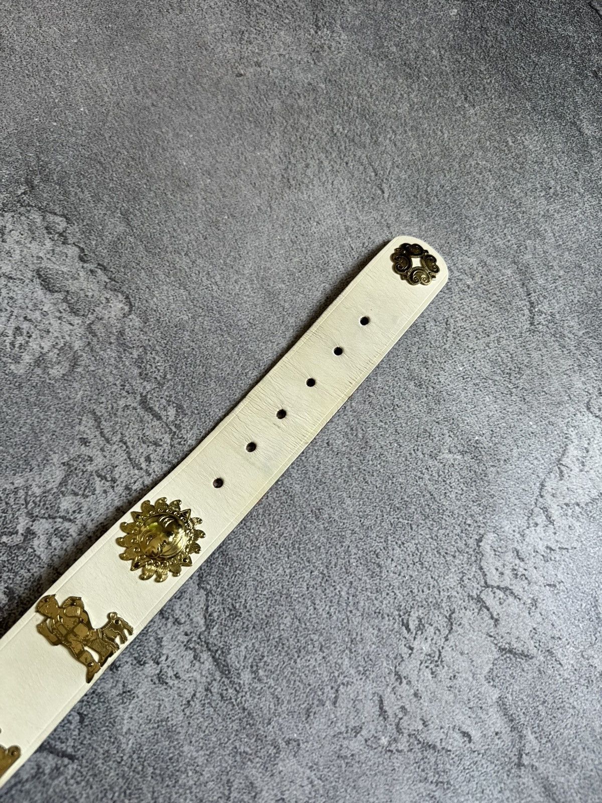 Etro 90s Retro vintage leather belt iconic cows 🐄 metal details Size ONE SIZE - 11 Thumbnail