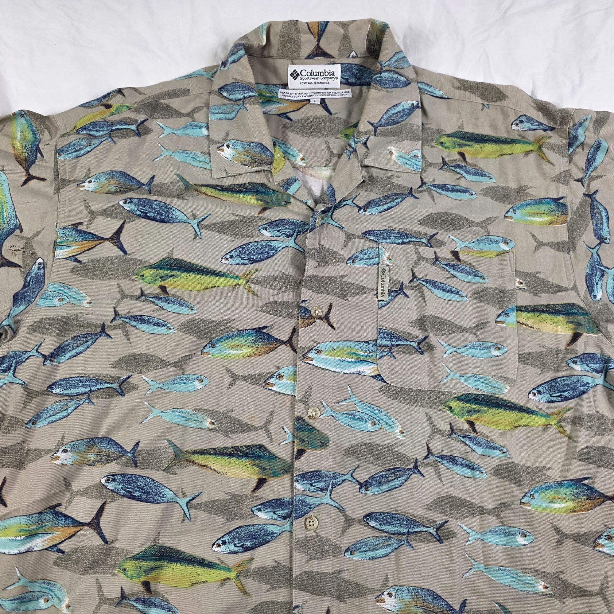 Columbia Columbia Mens Large Brown Multicolor Fish Print Short Sleeve Size US L / EU 52-54 / 3 - 3 Thumbnail