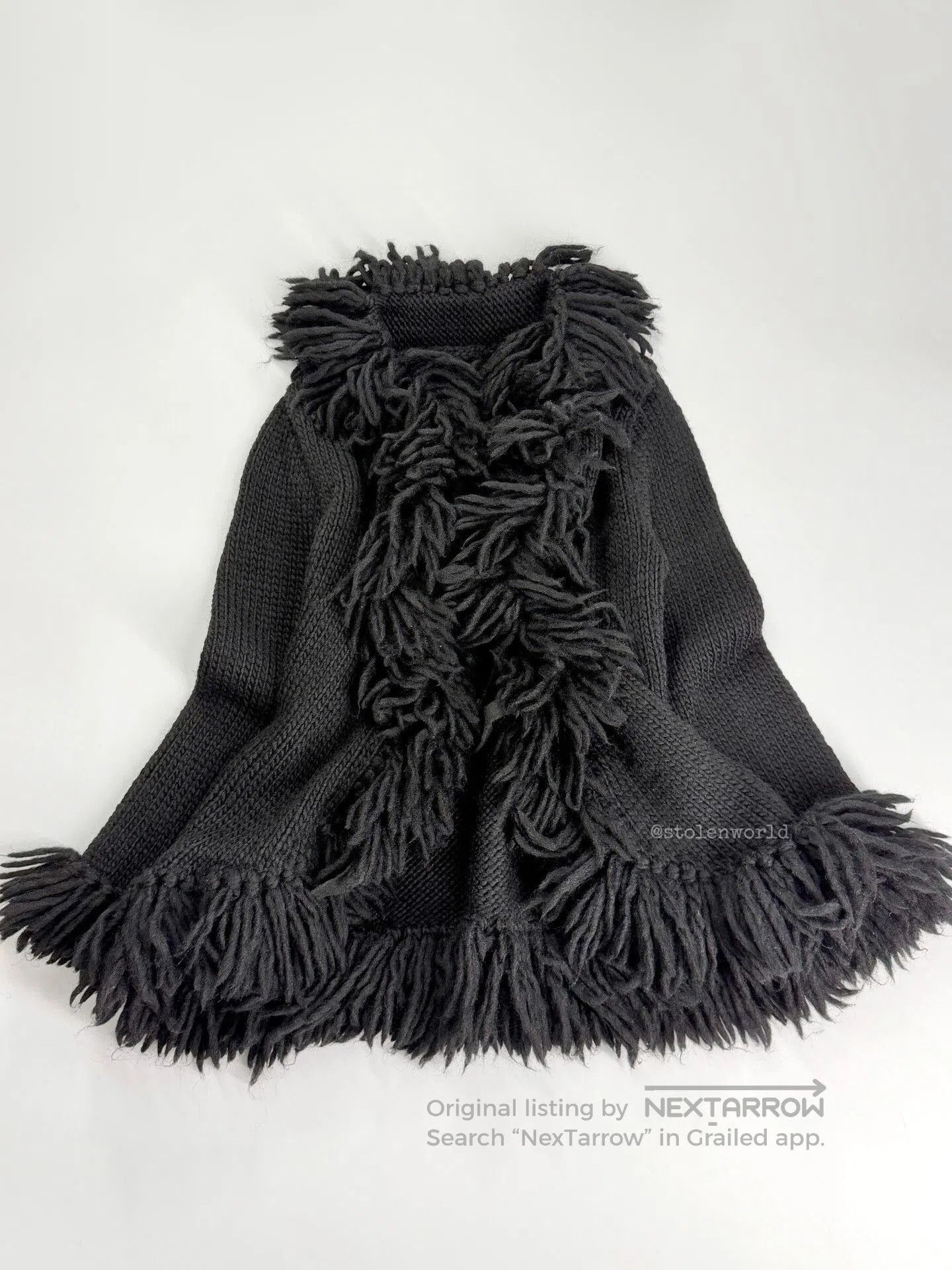 Y's black woolen knitted cardigan with fringe. Size S / US 4 / IT 40 - 5 Thumbnail