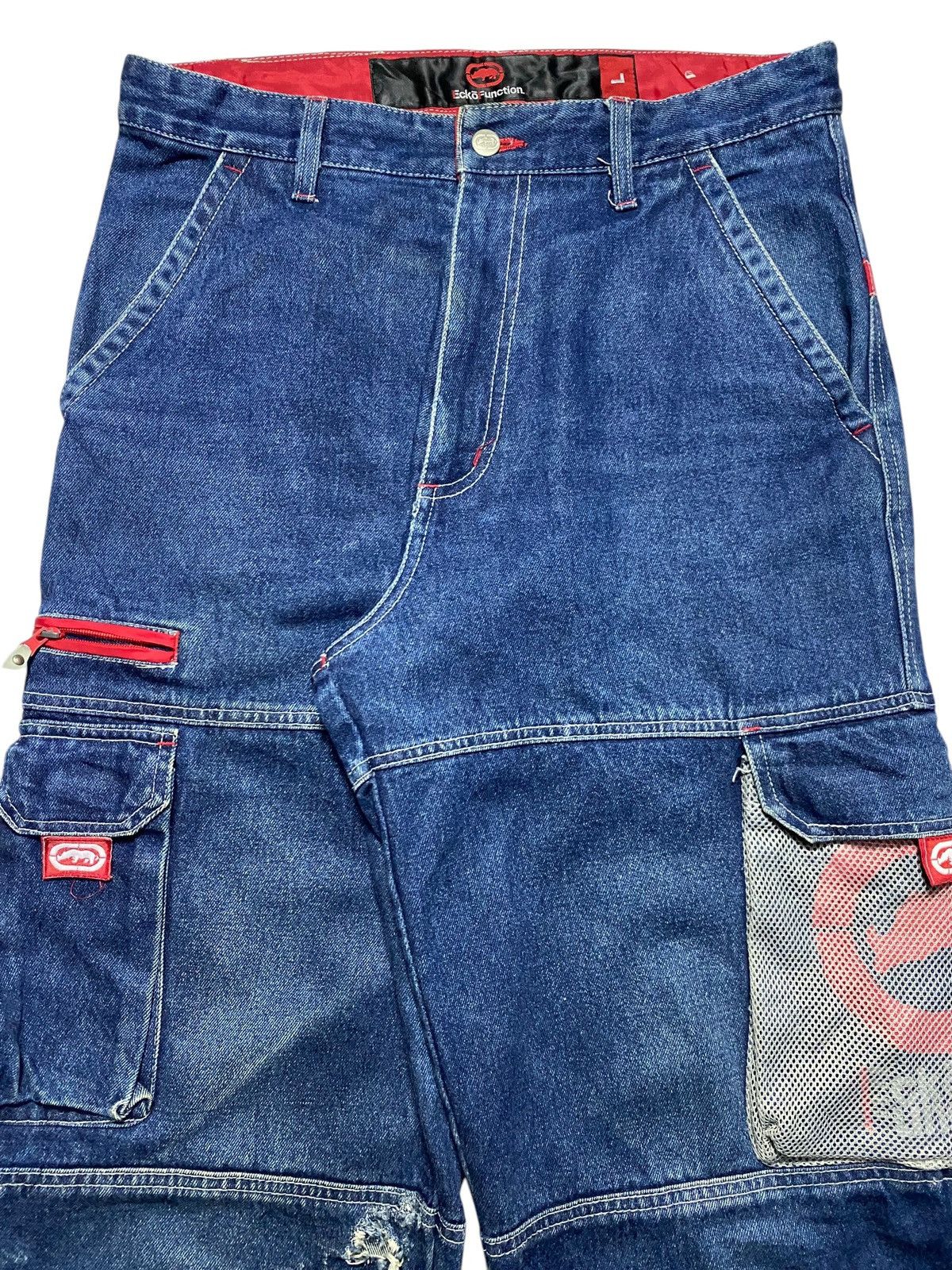Ecko Unltd. Vintage Ecko Function Super Baggy Cargo Like Jnco Jeans Size US 33 - 3 Thumbnail