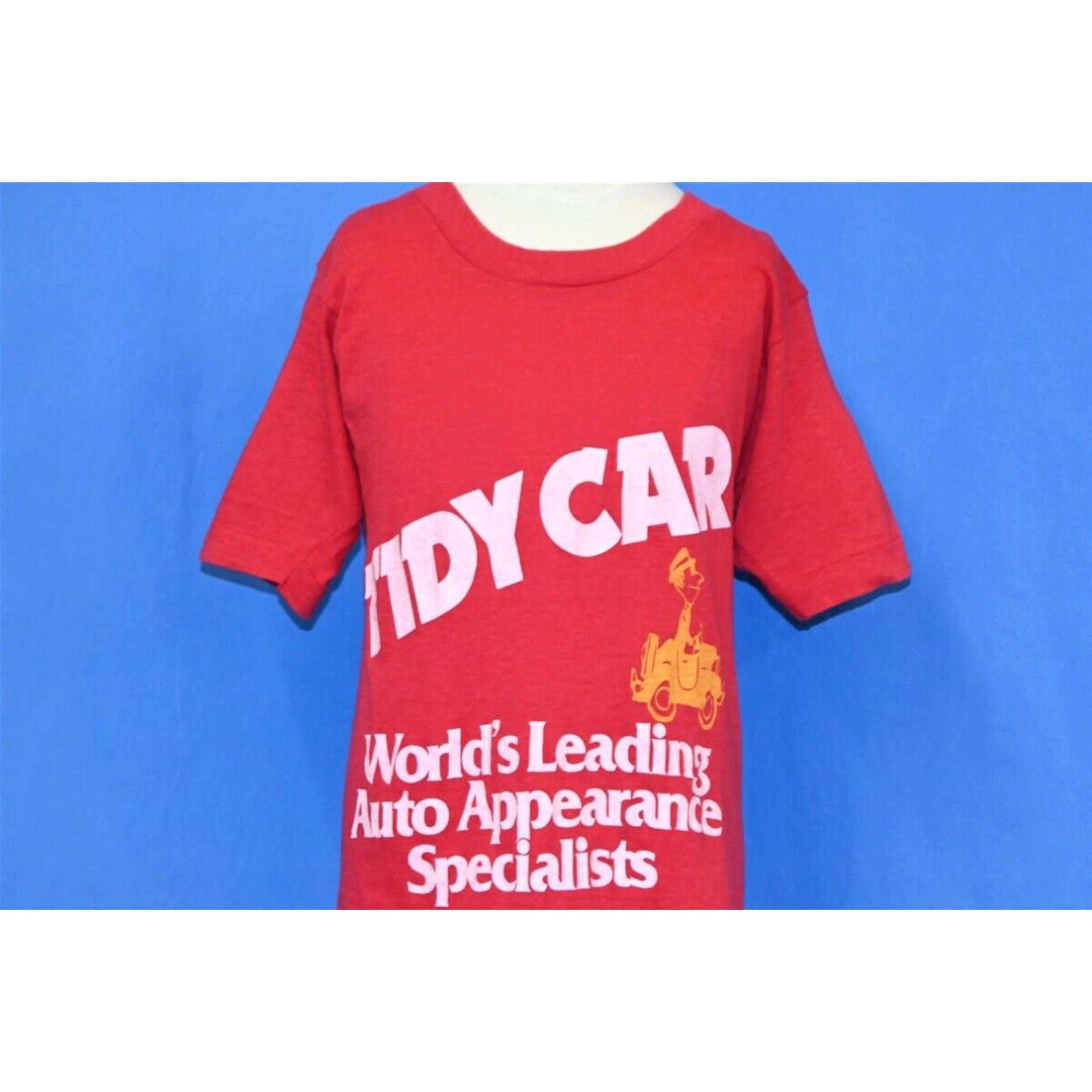 image of Vintage VTG 70's Tidy Car World's Leading Auto Appearance Specialist Center T-Shirt Xs in White