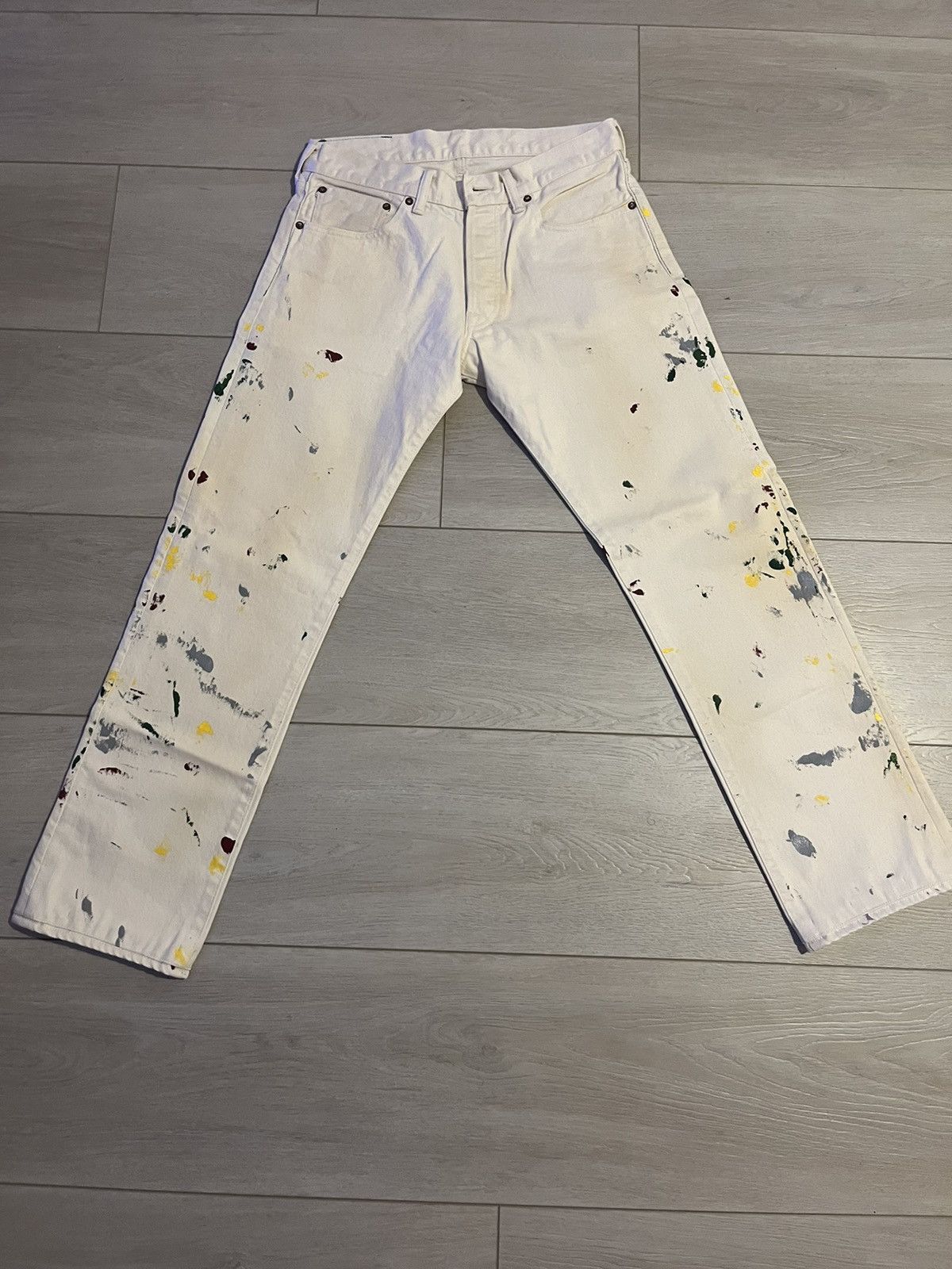 image of Hidden Paint Raw Japanese Denim in White, Men's (Size 30)