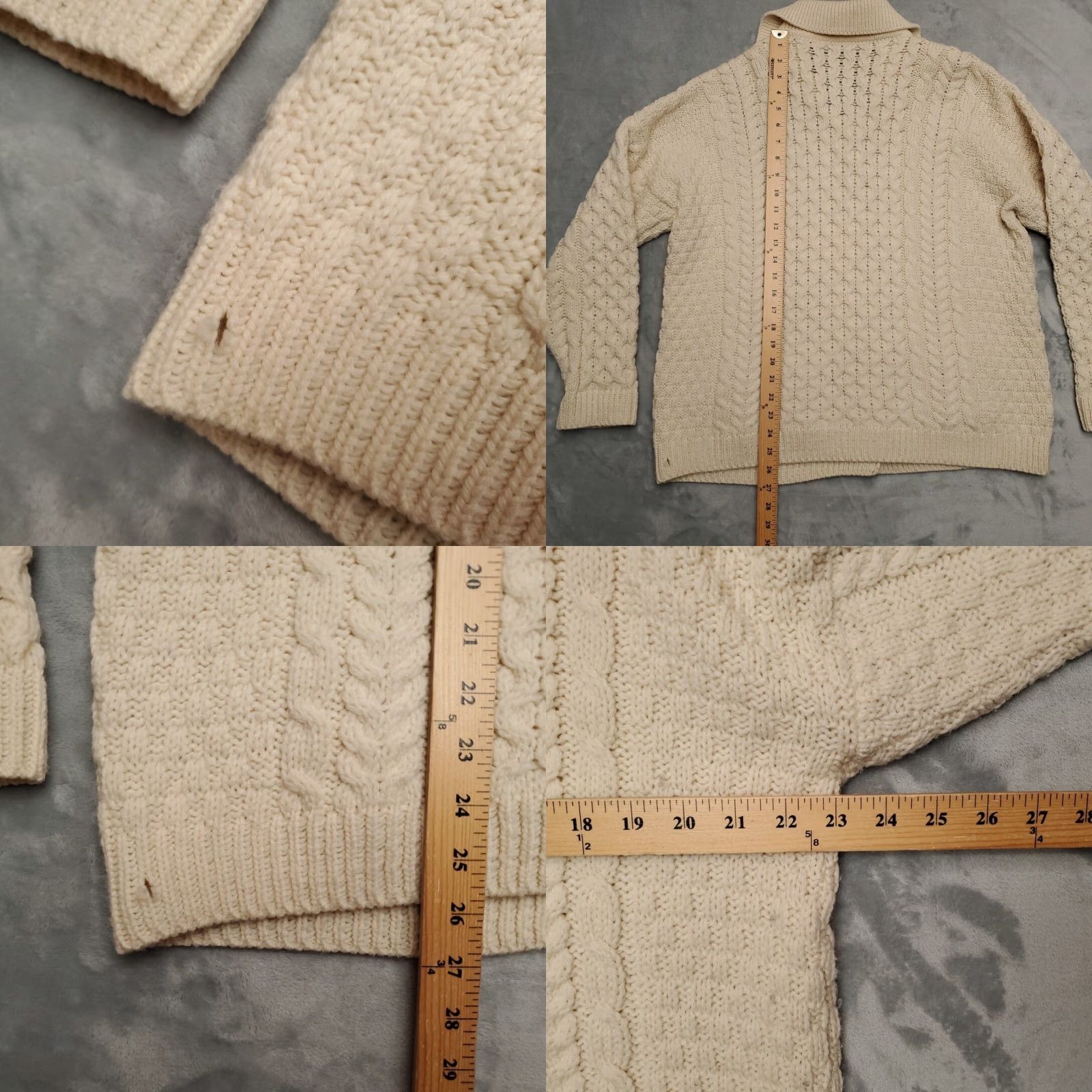 Vintage VINTAGE Carraig Donn Sweater Women Large Cream 100% Wool Cable-Knit Cardigan Ireland Size L / US 10 / IT 46 - 8 Thumbnail