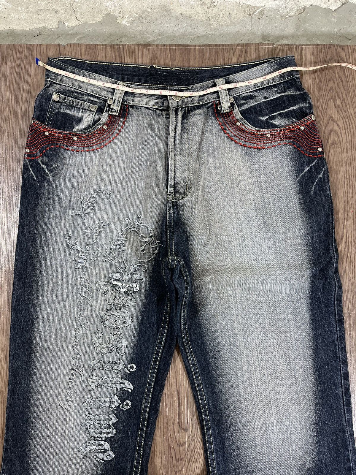 Beauty Beast Vintage Y2K Embroidered Flared Denim Jeans Size US 34 / EU 50 - 10 Thumbnail