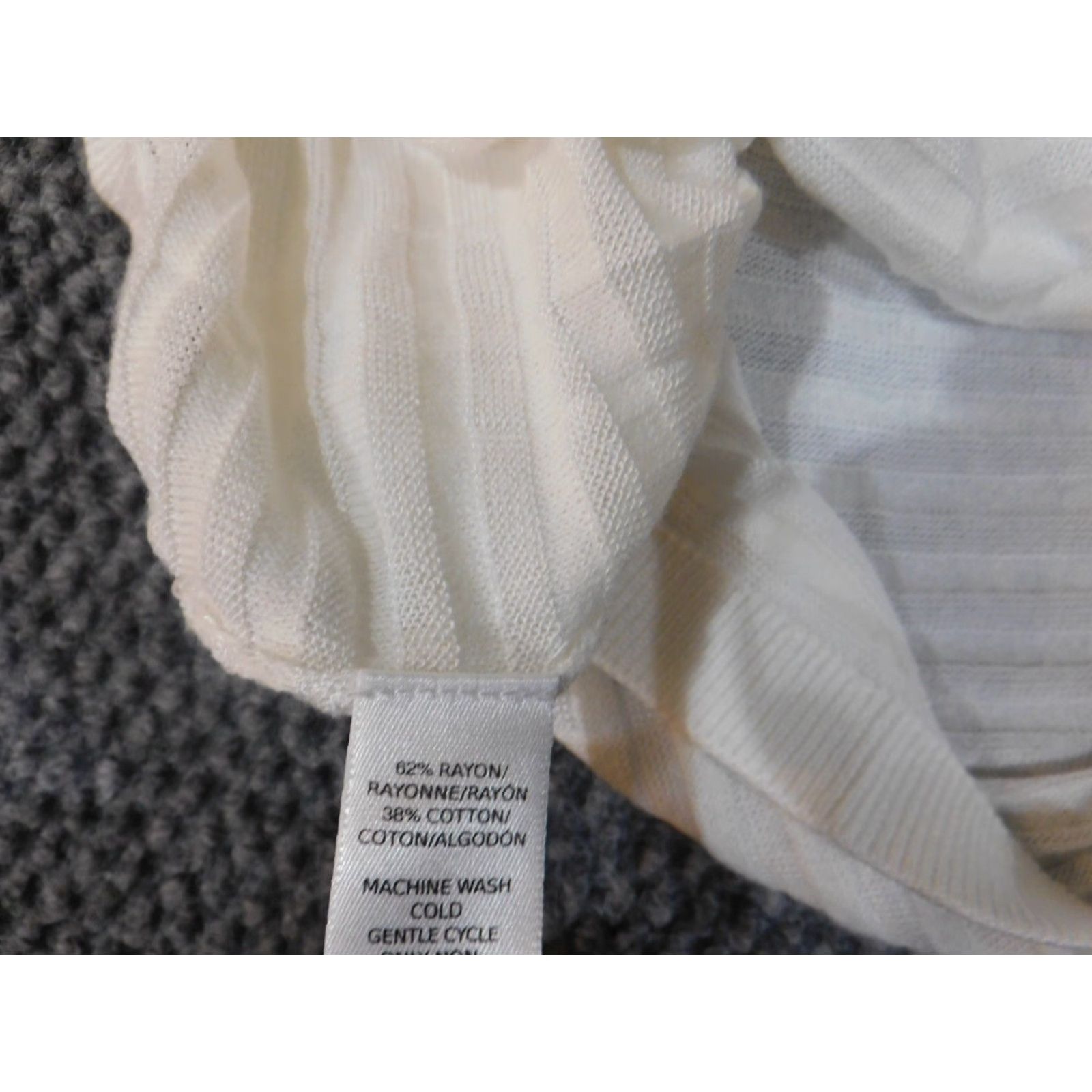 Ann Taylor Loft White XL Womens Blouse Round Neck Long Sleeve Cotton Rayon Casual Stretch Regular Ann Taylor Loft Size XL / US 12-14 / IT 48-50 - 6 Thumbnail