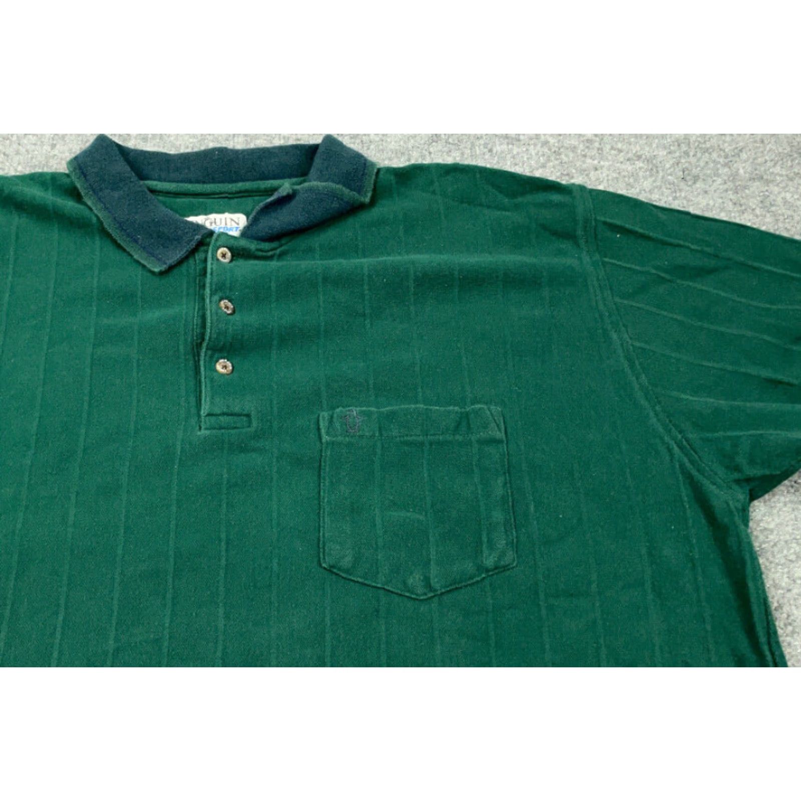 Vintage VTG Penguin Green Ribbed Polo Shirt 2XL Adult Men Polo Cotton 90s Retro Tennis Vintage Ribbed Slim? Size US XXL / EU 58 / 5 - 6 Thumbnail