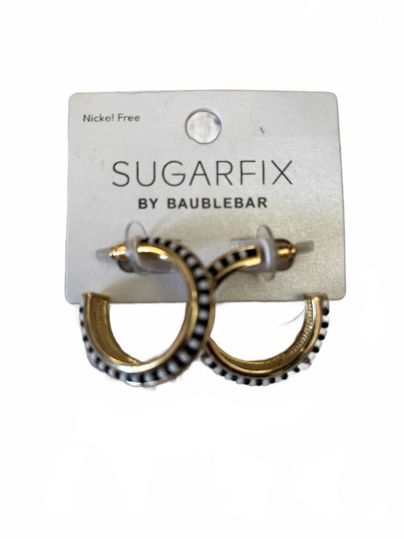 Designer NWT SUGARFIX by BaubleBar Gold and Black Hoop Earrings Size ONE SIZE - 1 Thumbnail
