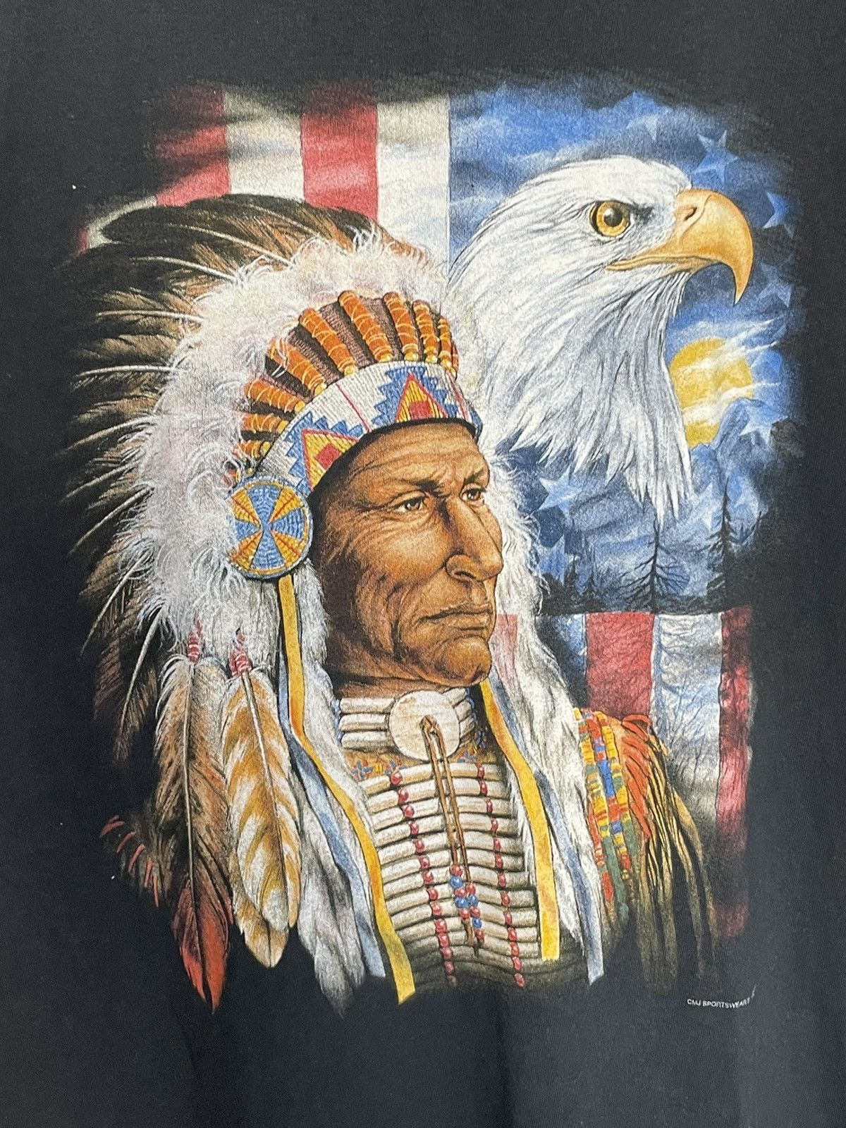 Band Tees × Vintage Vintage Single Stitch Native American Eagle Indian T-shirt Size US L / EU 52-54 / 3 - 3 Thumbnail