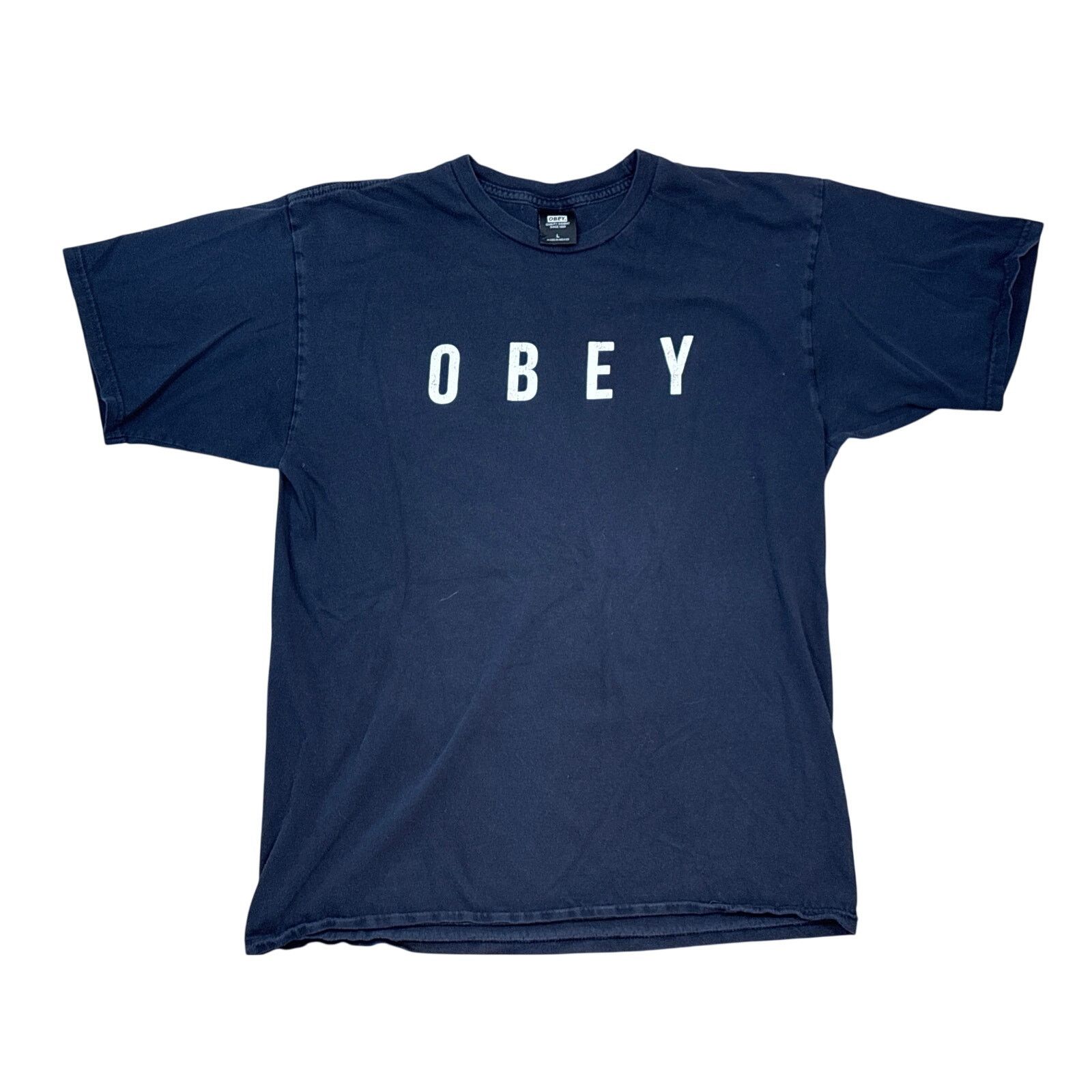 Obey Obey spell out faded black Large streetwear punk shirt Size US L / EU 52-54 / 3 - 1 Thumbnail