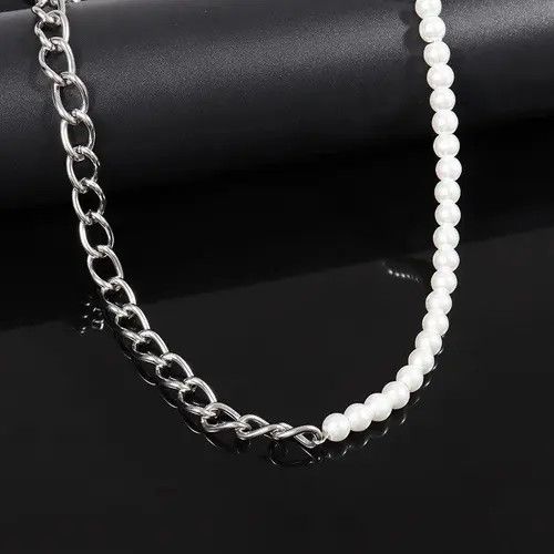Jewelry Fuax Pearl Chain Link Necklace Size ONE SIZE - 6 Thumbnail