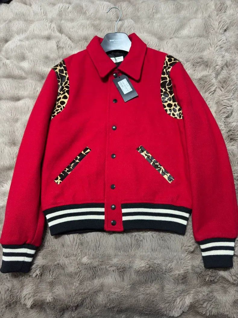 Saint Laurent Paris Saint Laurent Paris Red leopard print baseball jacket Size S / US 4 / IT 40 - 1 Thumbnail