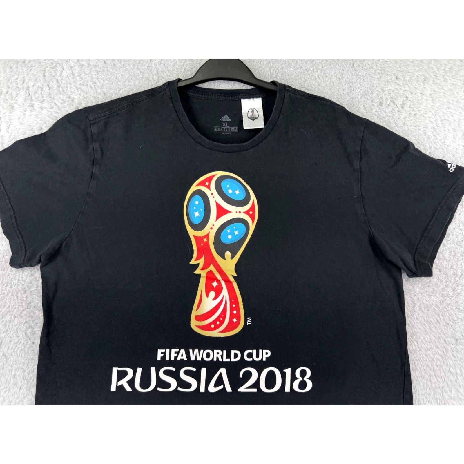 Adidas Adidas Shirt Mens XL Black FIFA World Cup 2018 Russia Soccer Futbol Jersey Graphic Print Team Logo Sports All Seasons Size US XL / EU 56 / 4 - 6 Thumbnail