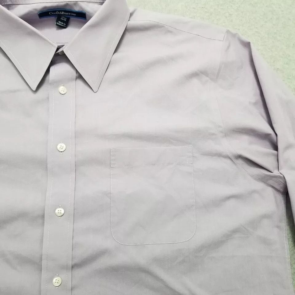 Croft & Barrow Croft & Barrow Shirt Mens 17.5 Purple Button Up Long Sleeve Size US L / EU 52-54 / 3 - 4 Thumbnail