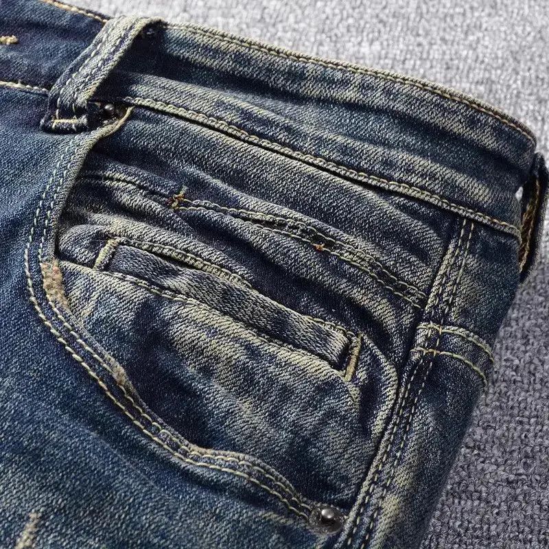 Japanese Brand × Jean Streetwear Jeans Retro Black Blue Elastic Slim Fit Ripped Size US 32 / EU 48 - 6 Thumbnail