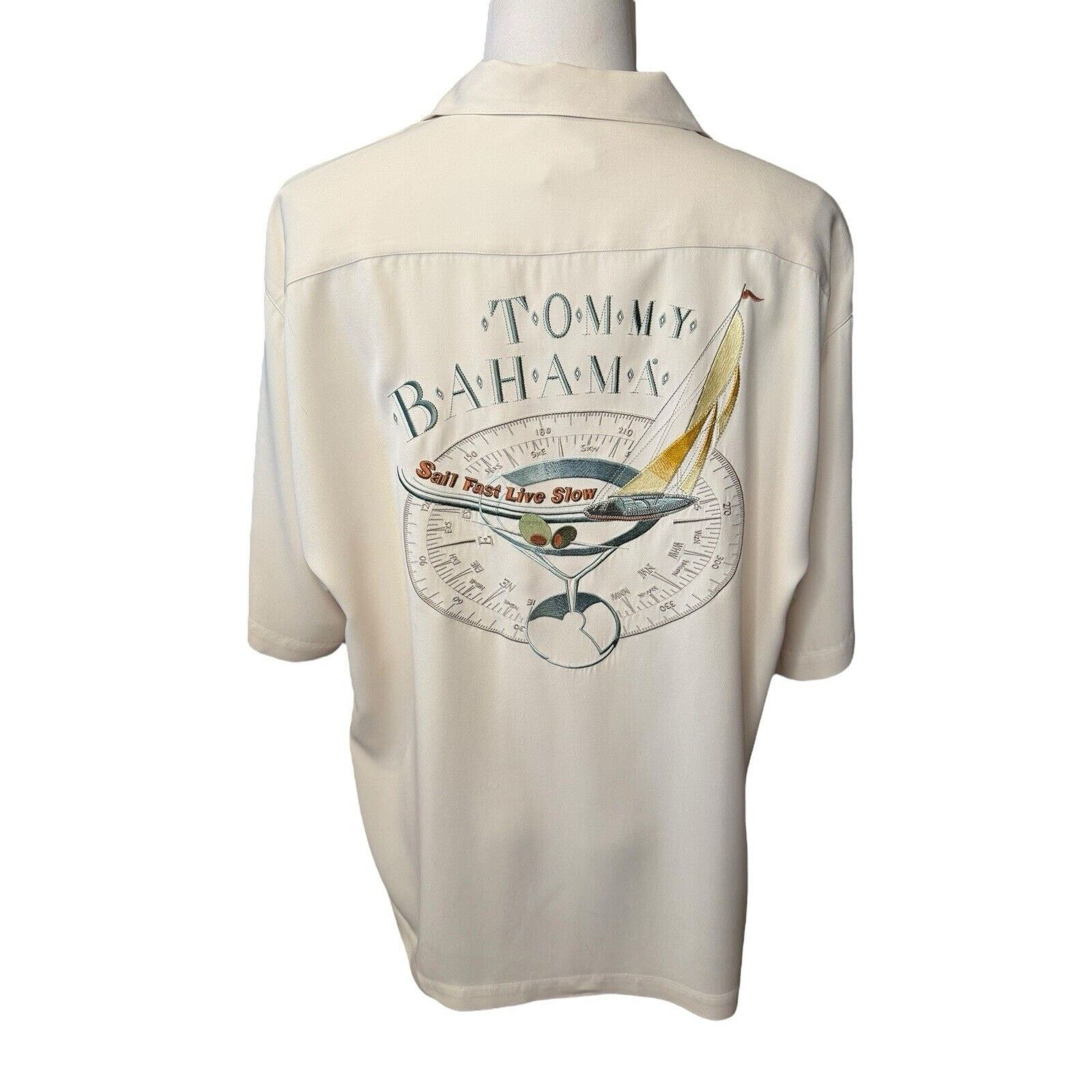 Tommy Bahama Silk Embroidered Shirt TINY FLAW