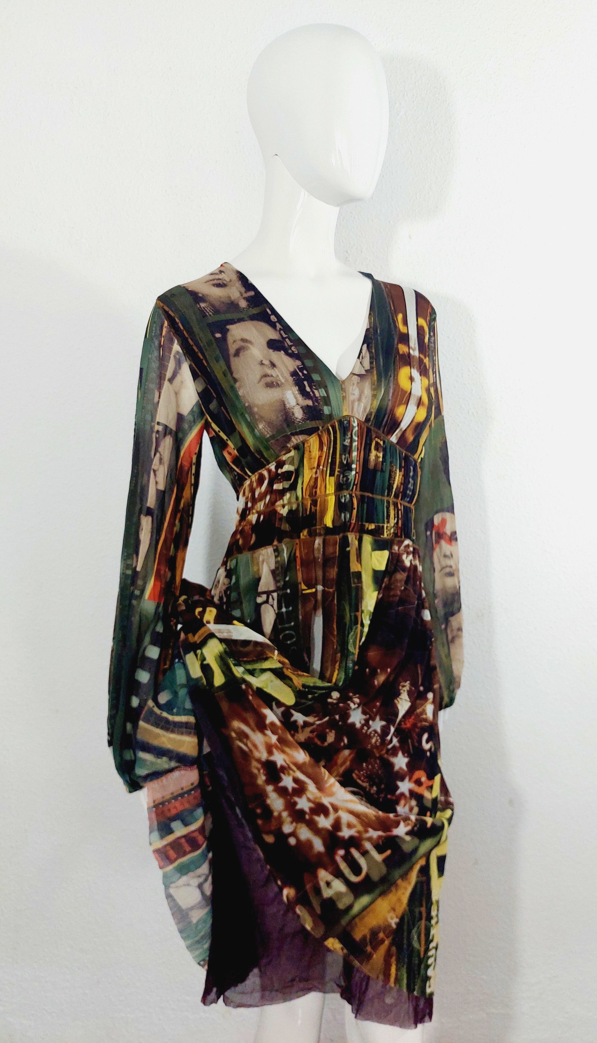 Jean Paul Gaultier Jean Paul Gaultier Faces Face Paris Cinema Mesh Dress Size L / US 10 / IT 46 - 18 Thumbnail