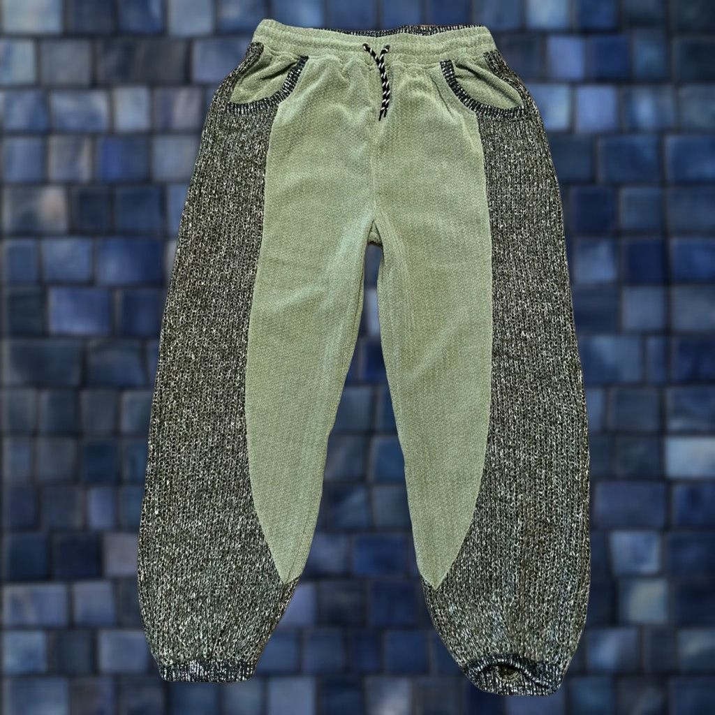 Oli & Hali Olive Green Soft Knit Joggers L Women Pants Jogger Elastic Waist Pockets Bohemian City Hipster Vintage No