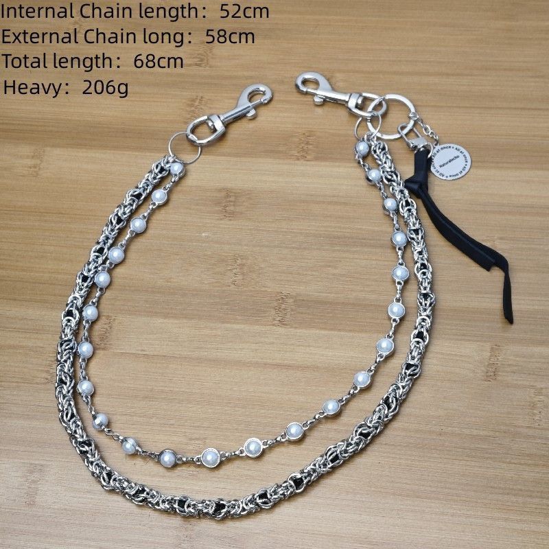Jean Concise Bilayer Clamps Beads Jeans Chain Sheepskin Size ONE SIZE - 4 Thumbnail