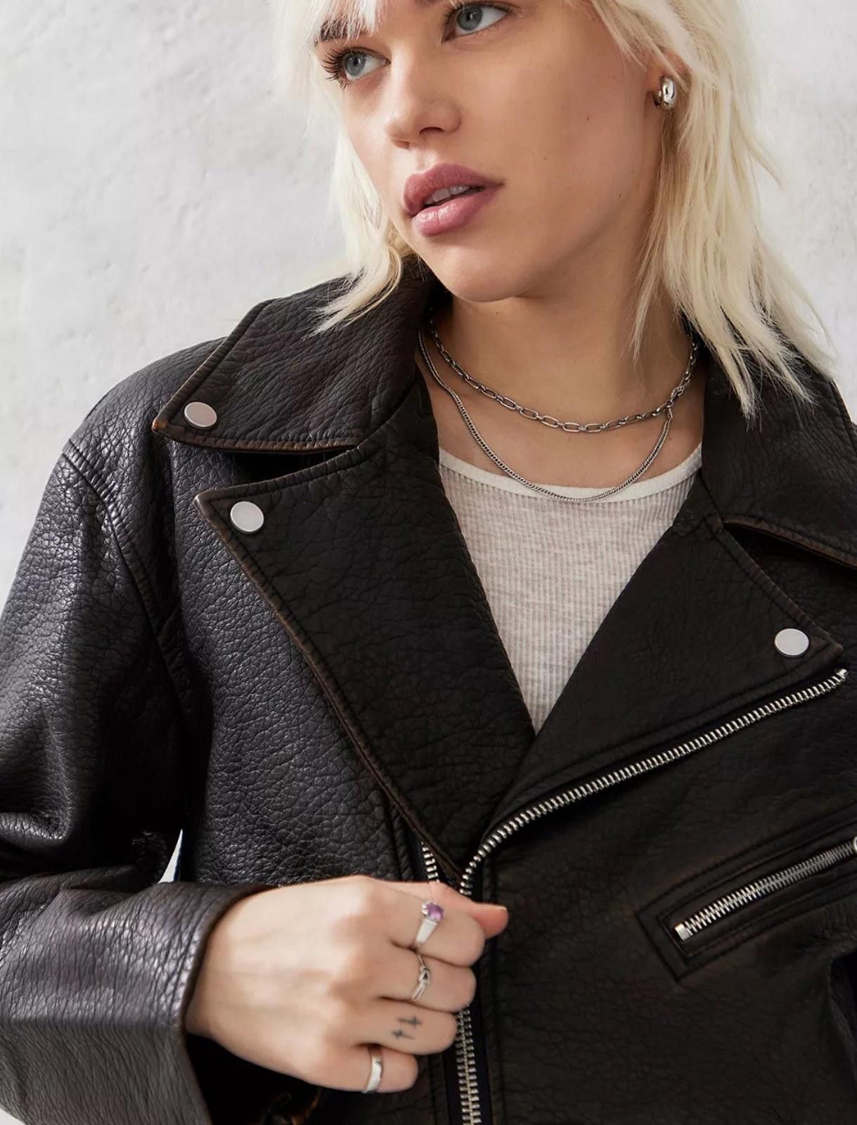 Bdg BDG Oversized Faux Leather Biker Jacket BRAND new SIZE S/8 Size S / US 4 / IT 40 - 4 Thumbnail