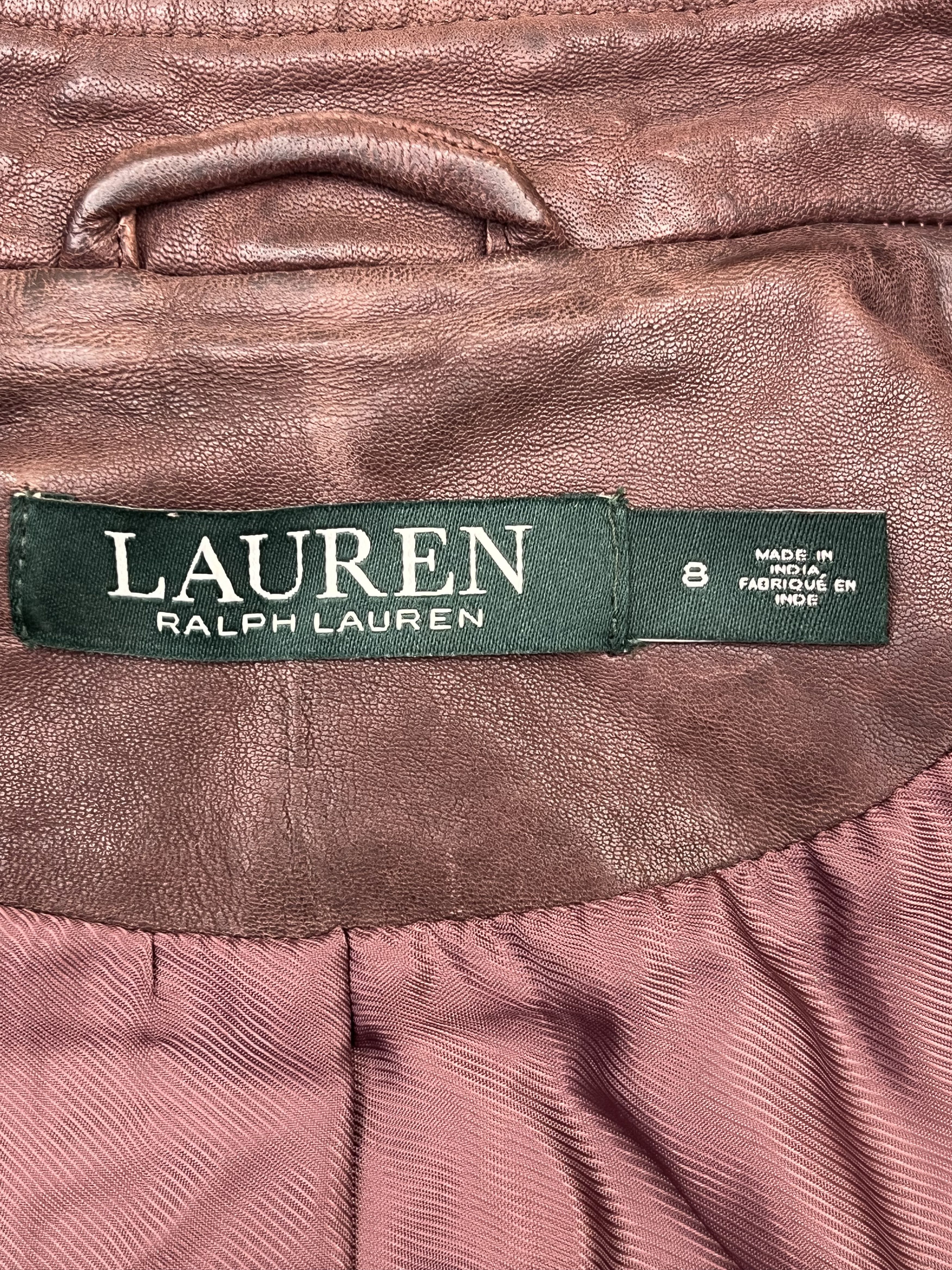 Lauren Ralph Lauren Lauren Ralph Lauren Tumbled Leather Moto Biker Jacket Size M / US 6-8 / IT 42-44 - 7 Thumbnail