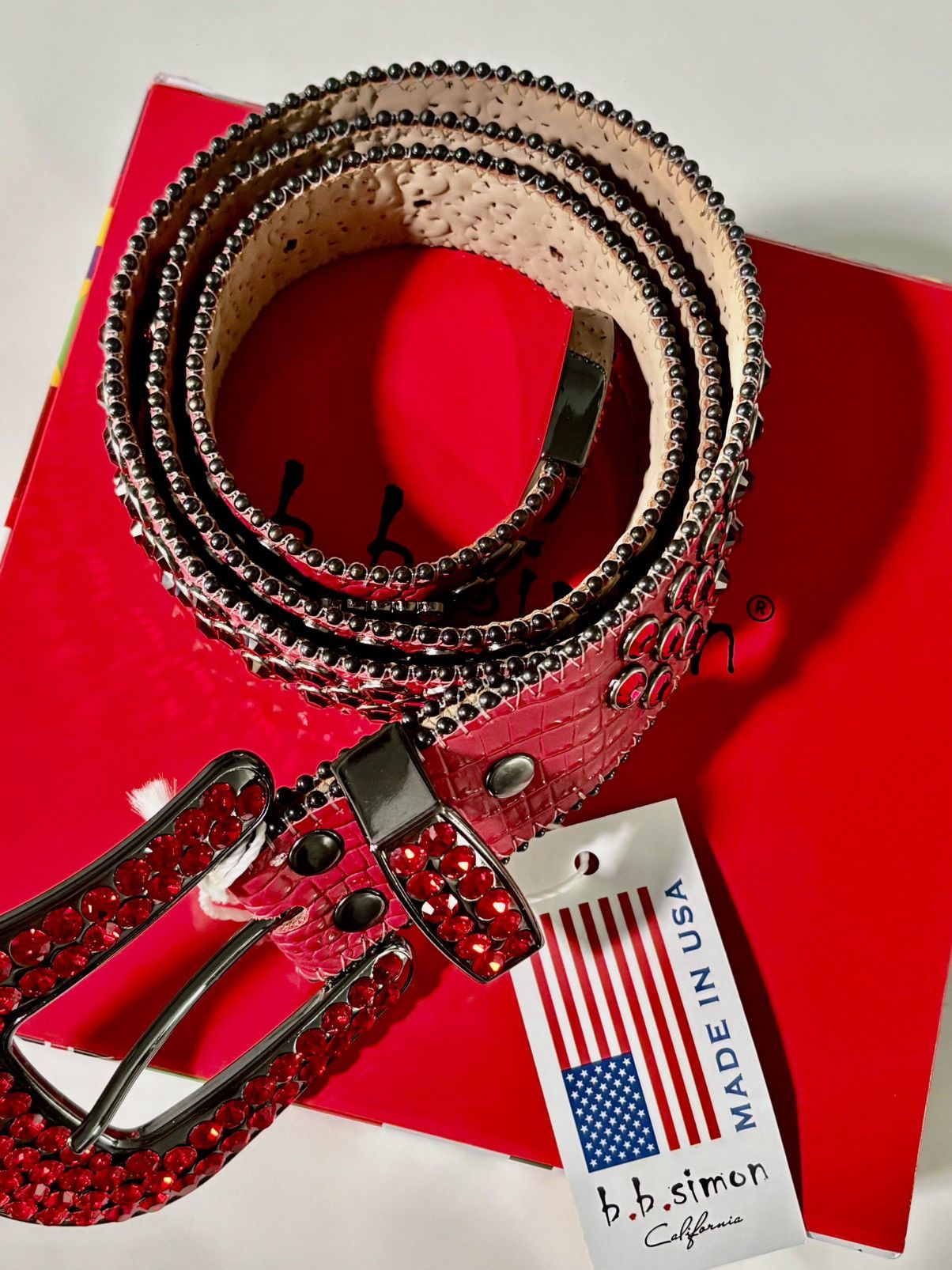 B.B. Simon B.B. Simon Khayyam Red Crystal Belt Size 36 - 2 Thumbnail