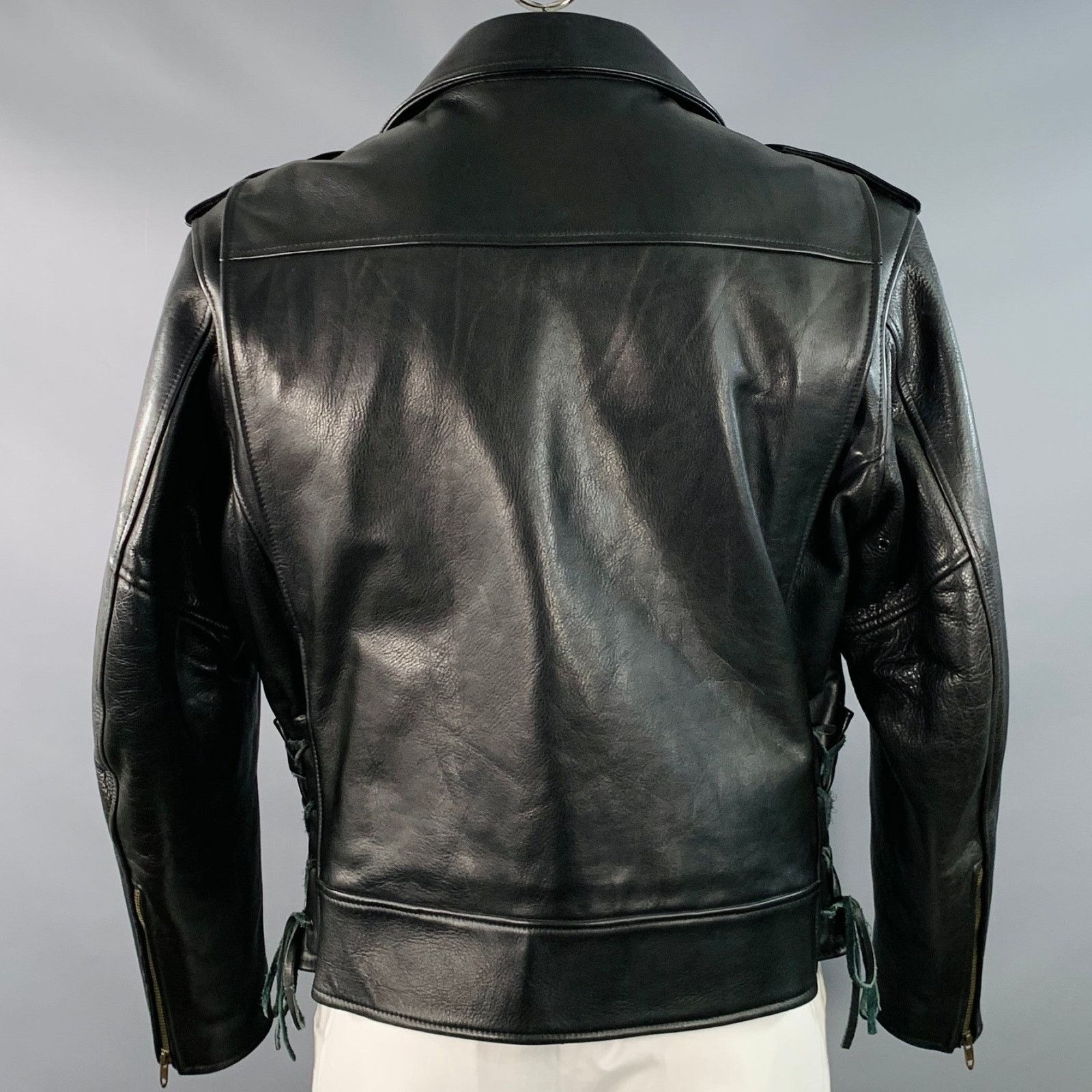 Other Vintage WORN OUT WEST Black Cowhide Leather Jacket Size US L / EU 52-54 / 3 - 4 Thumbnail
