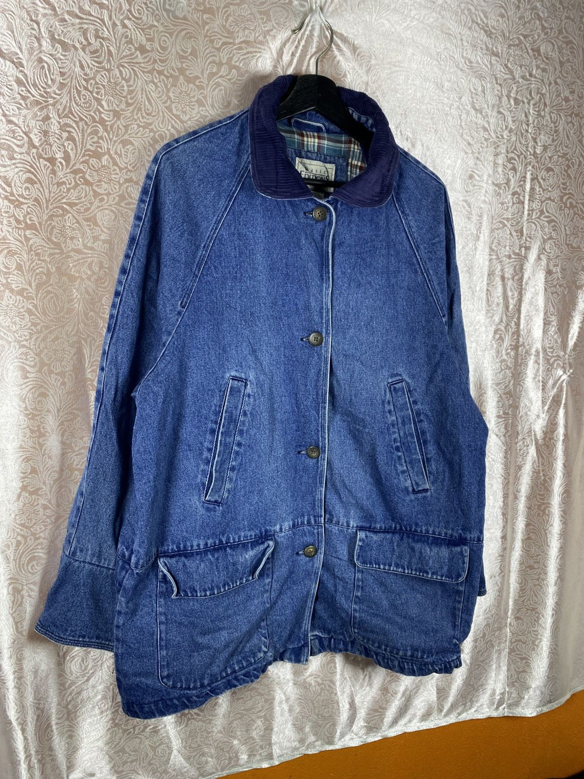 Basic Editions Vintage Basic Editions Denim Jacket Plaid Corduroy Collar Size US M / EU 48-50 / 2 - 6 Thumbnail