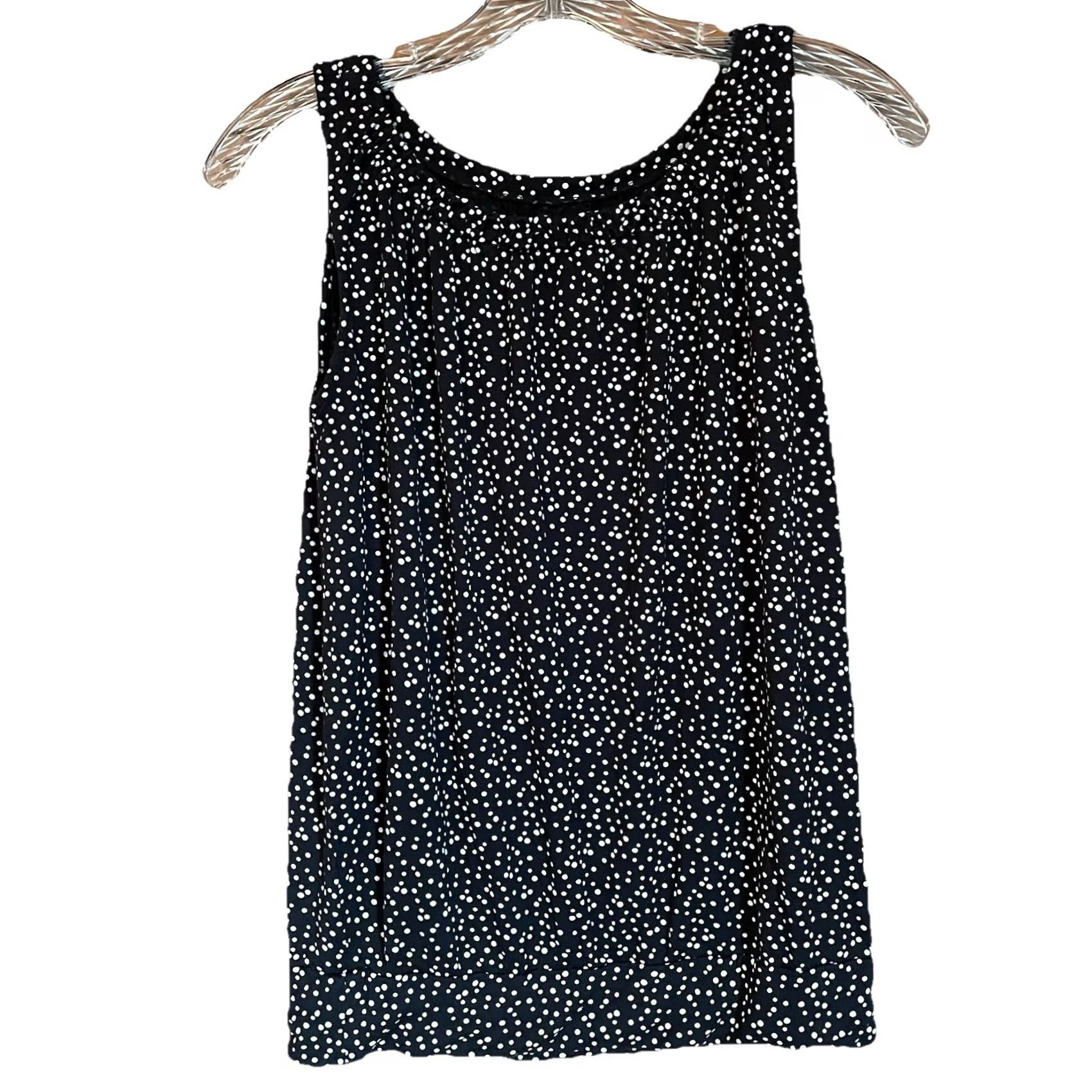 Loft LOFT outlet Polka Dot Tank Top blouse Women's S Black Sleeveless Casual Work Size S / US 4 / IT 40 - 2 Thumbnail