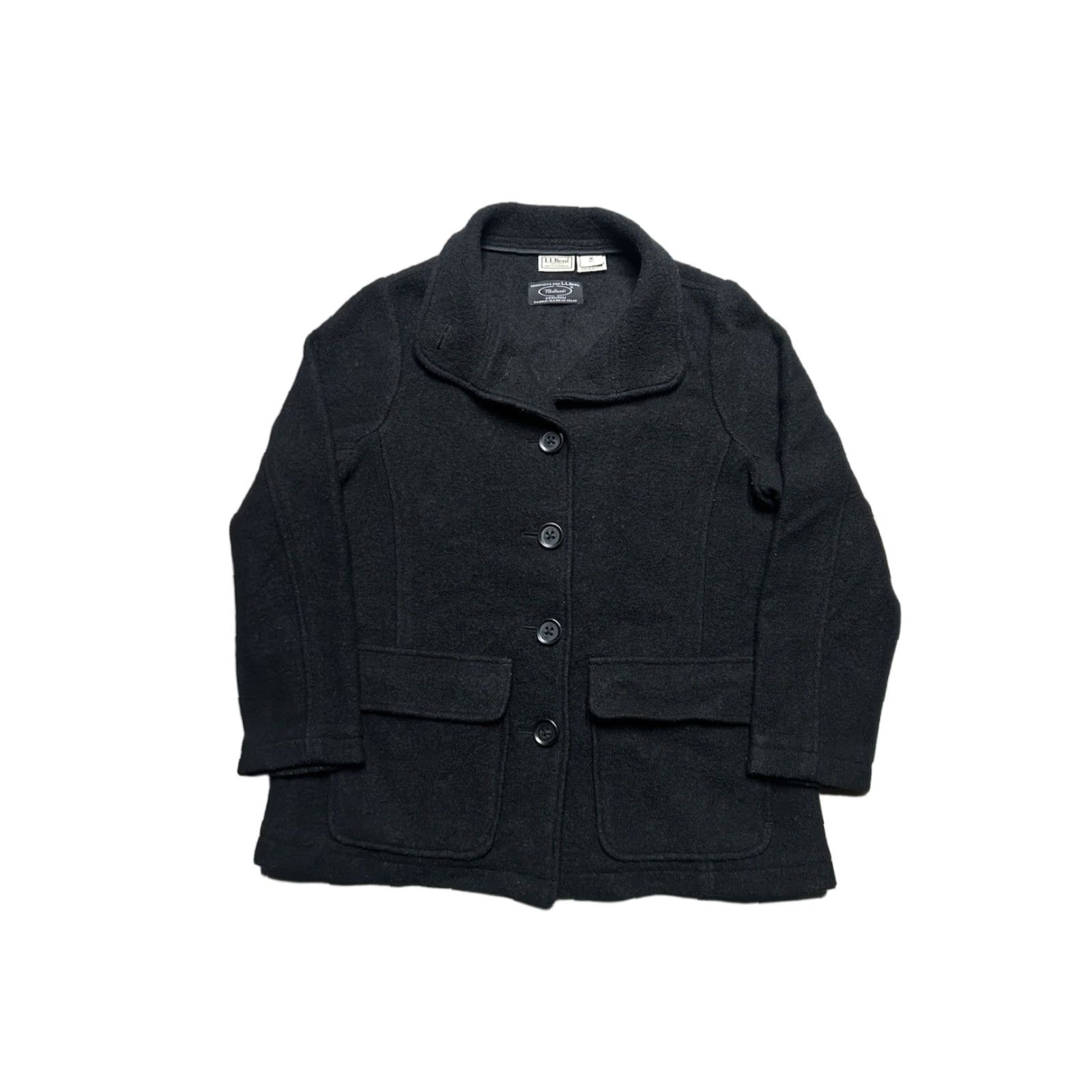 Vintage VINTAGE LL Bean Wool Coat Woman’s Petite Medium Black Mid Length Bellandi Italy Jacket, Pea Coat, 100% Wool, Mid-Length, Women, Petite, Black, M Size M / US 6-8 / IT 42-44 - 1 Thumbnail