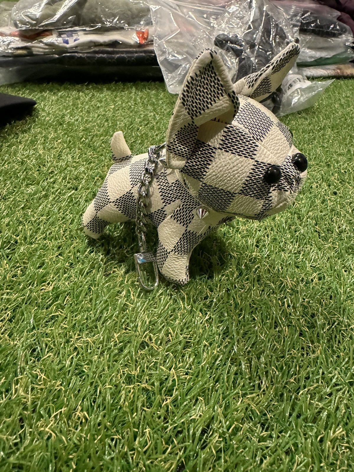 Imran Potato Gerbil Abloh Damier Dog Keychain