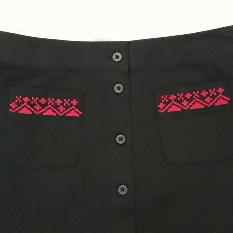 Ann Taylor Ann Taylor Loft Embroidered Button Down Skirt Pocket Stretch Size 28" / US 6 / IT 42 - 5 Thumbnail