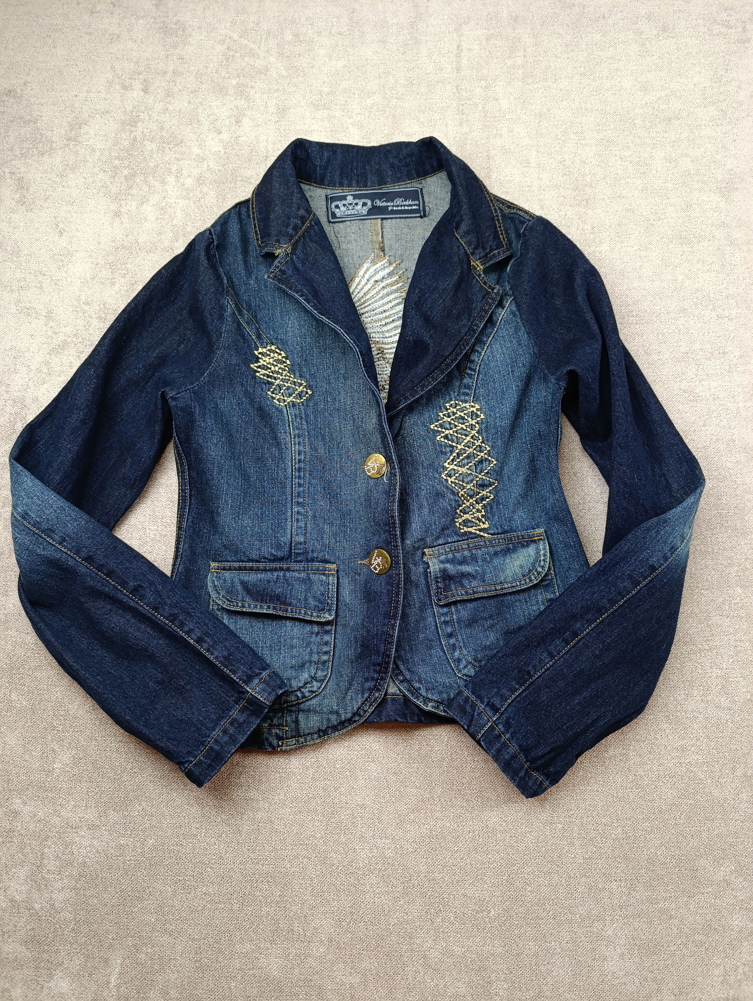 Victoria Beckham VICTORIA BECKHAM FOR ROCK REPUBLIC DENIM JACKET BLAZER EAGLE Size S / US 4 / IT 40 - 1 Thumbnail