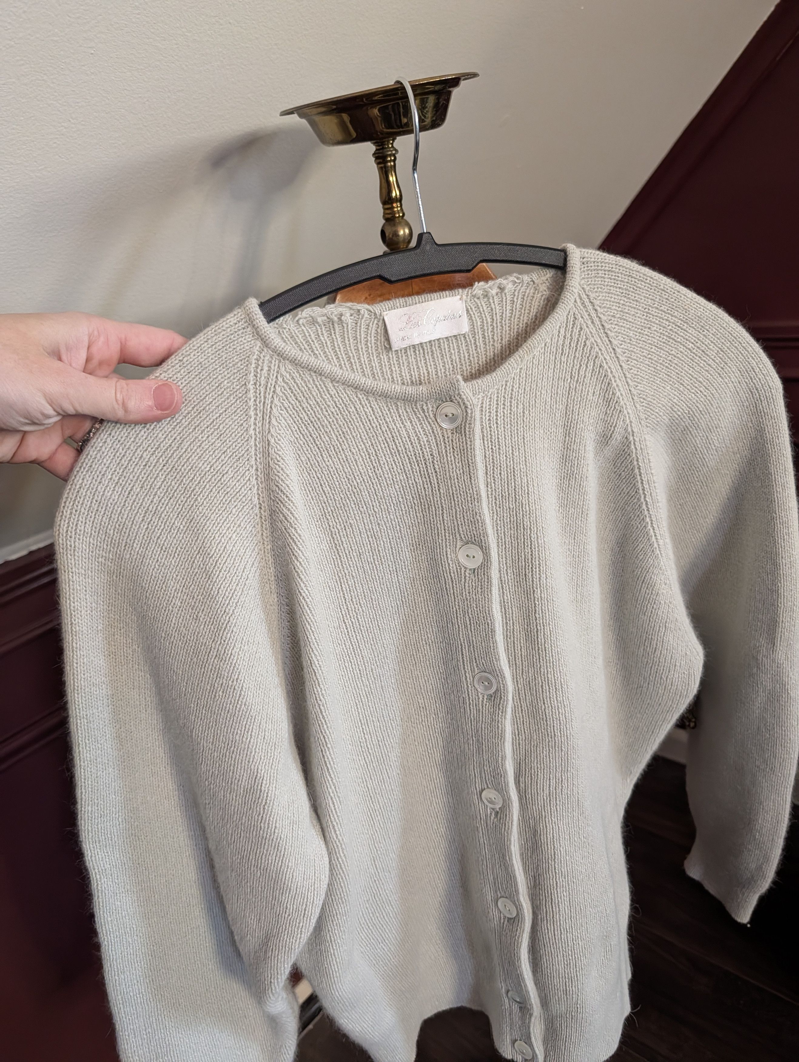 Les Copains VTG angora wool knit lt. Green cardigan sweater 2/M Size M / US 6-8 / IT 42-44 - 2 Thumbnail