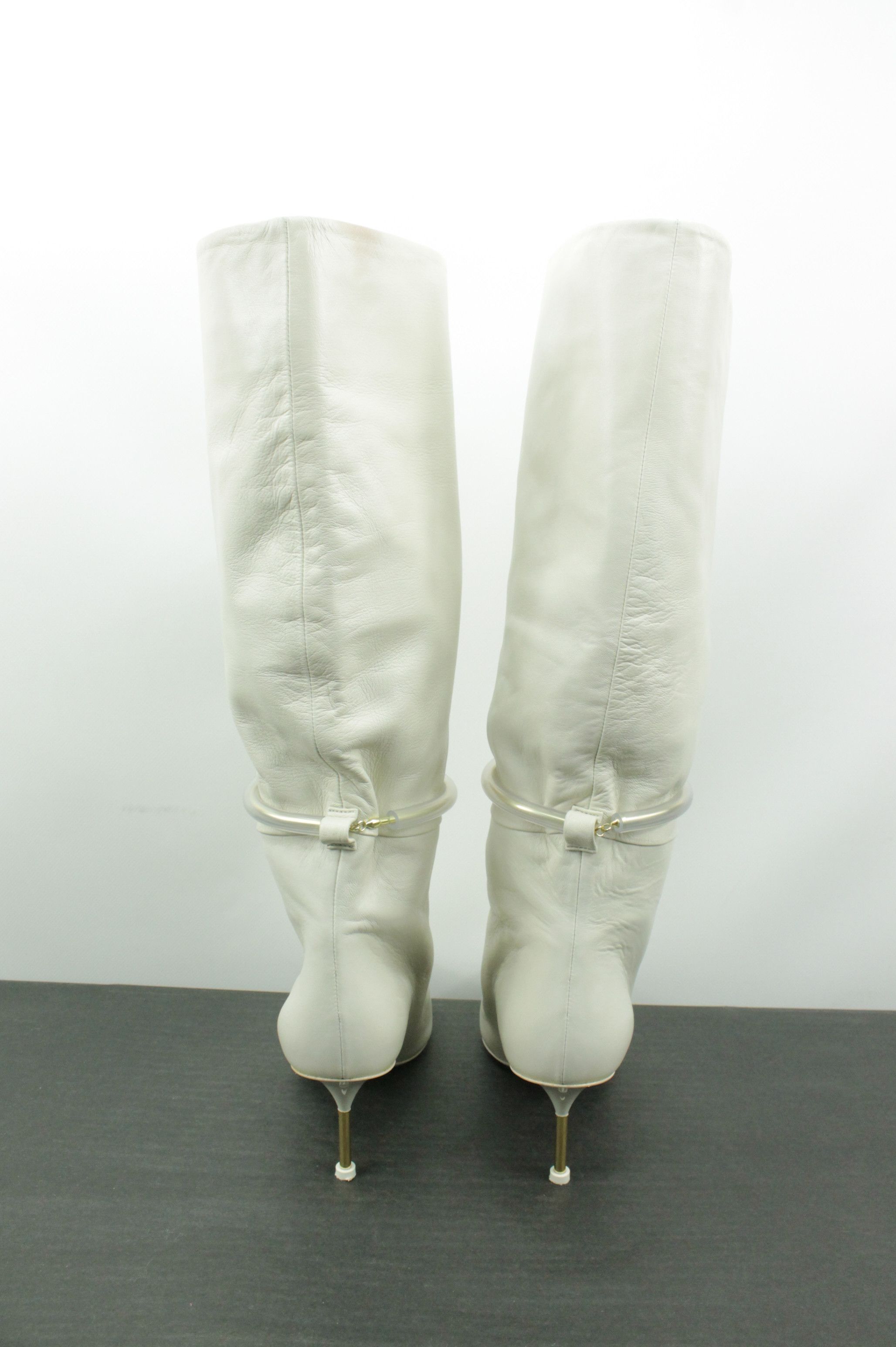 Jil Sander Jil Sander Mid-Length Heel White Leather Boots Size US 8 / IT 38 - 4 Thumbnail